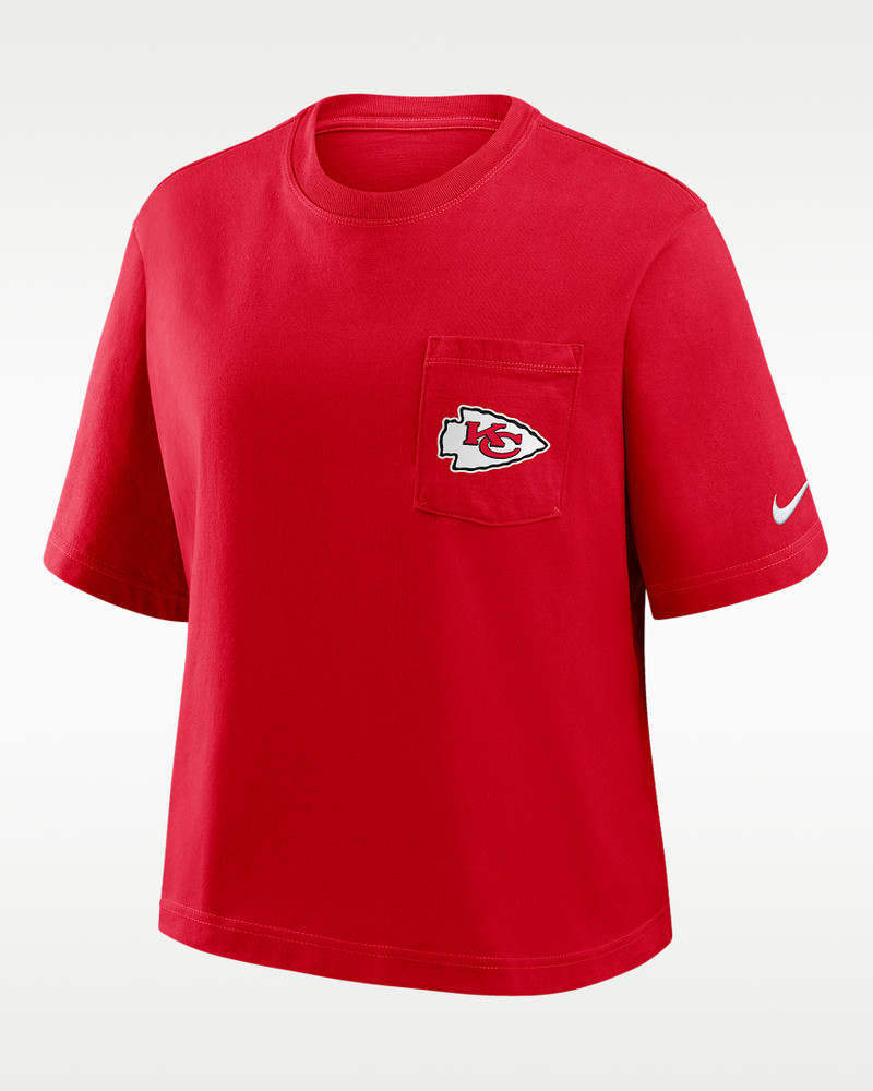 Kansas City Chiefs Rewind Pocket Boxy Women's Nike NFL T-Shirt 1