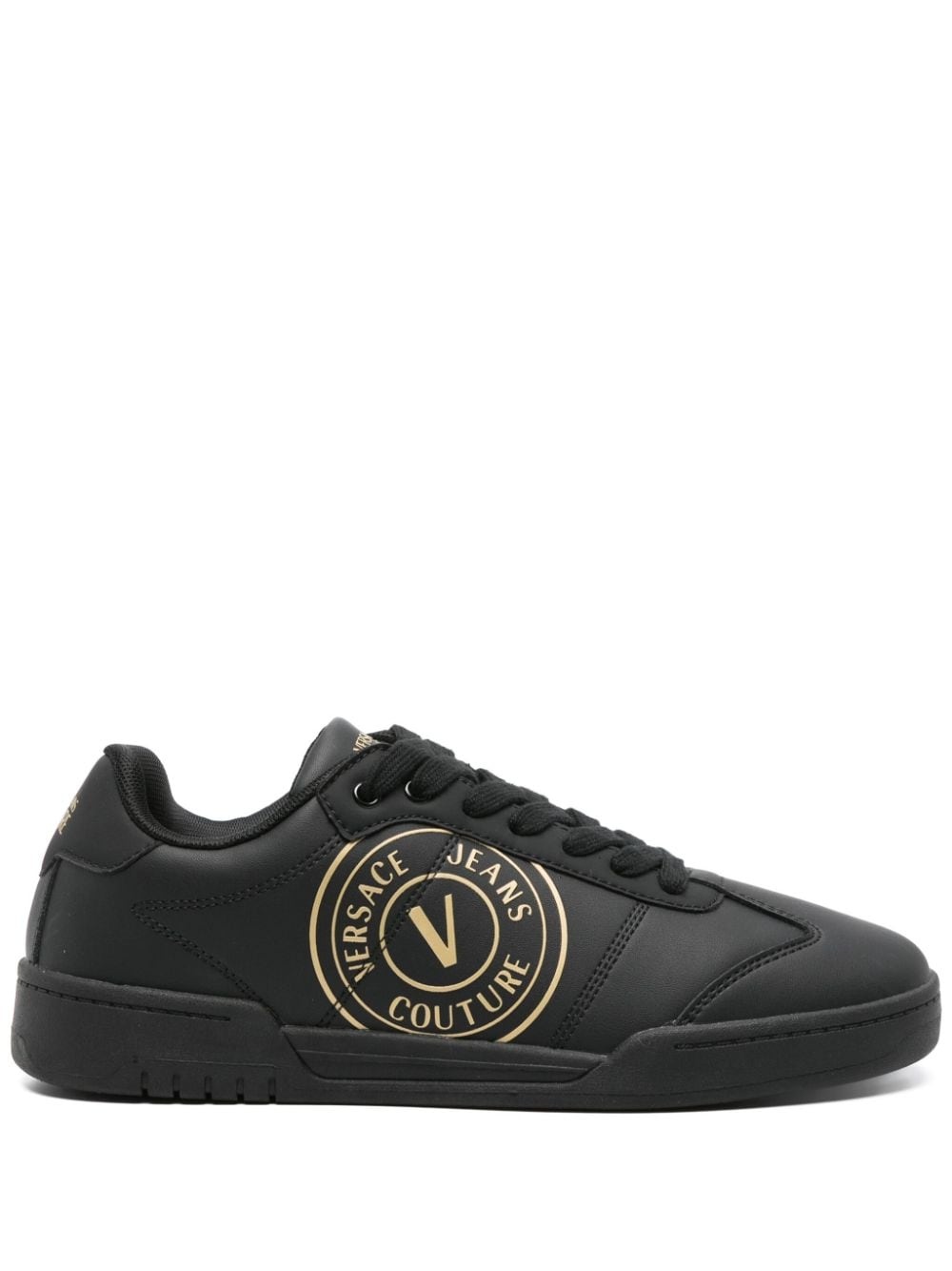 logo-print leather sneakers - 1
