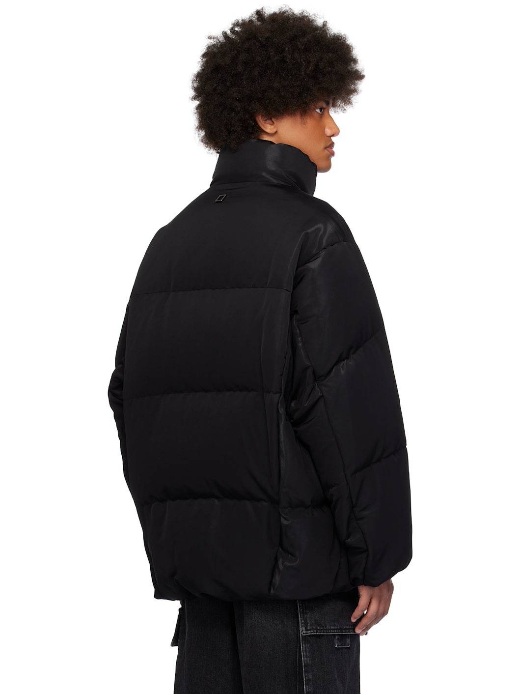 Black Quilted Down Jacket - 3