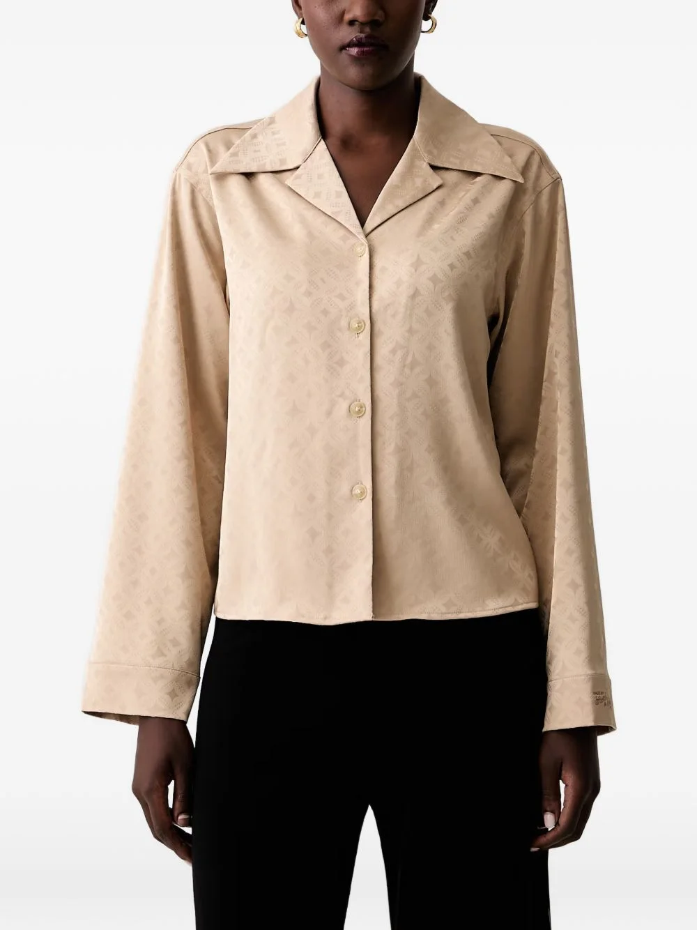 jacquard-logo long-sleeve shirt - 1