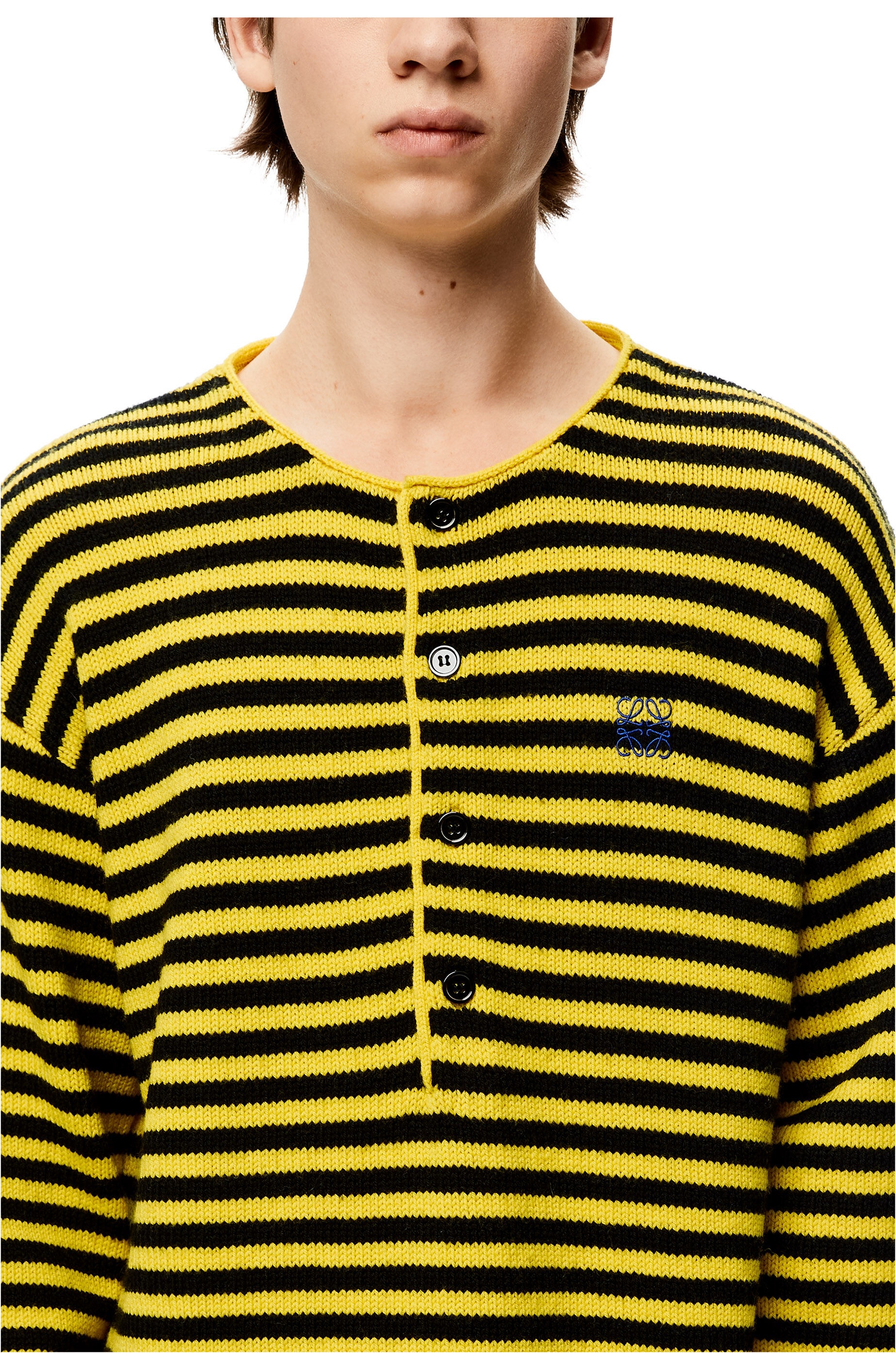 Stripe buttoned sweater in wool - 5