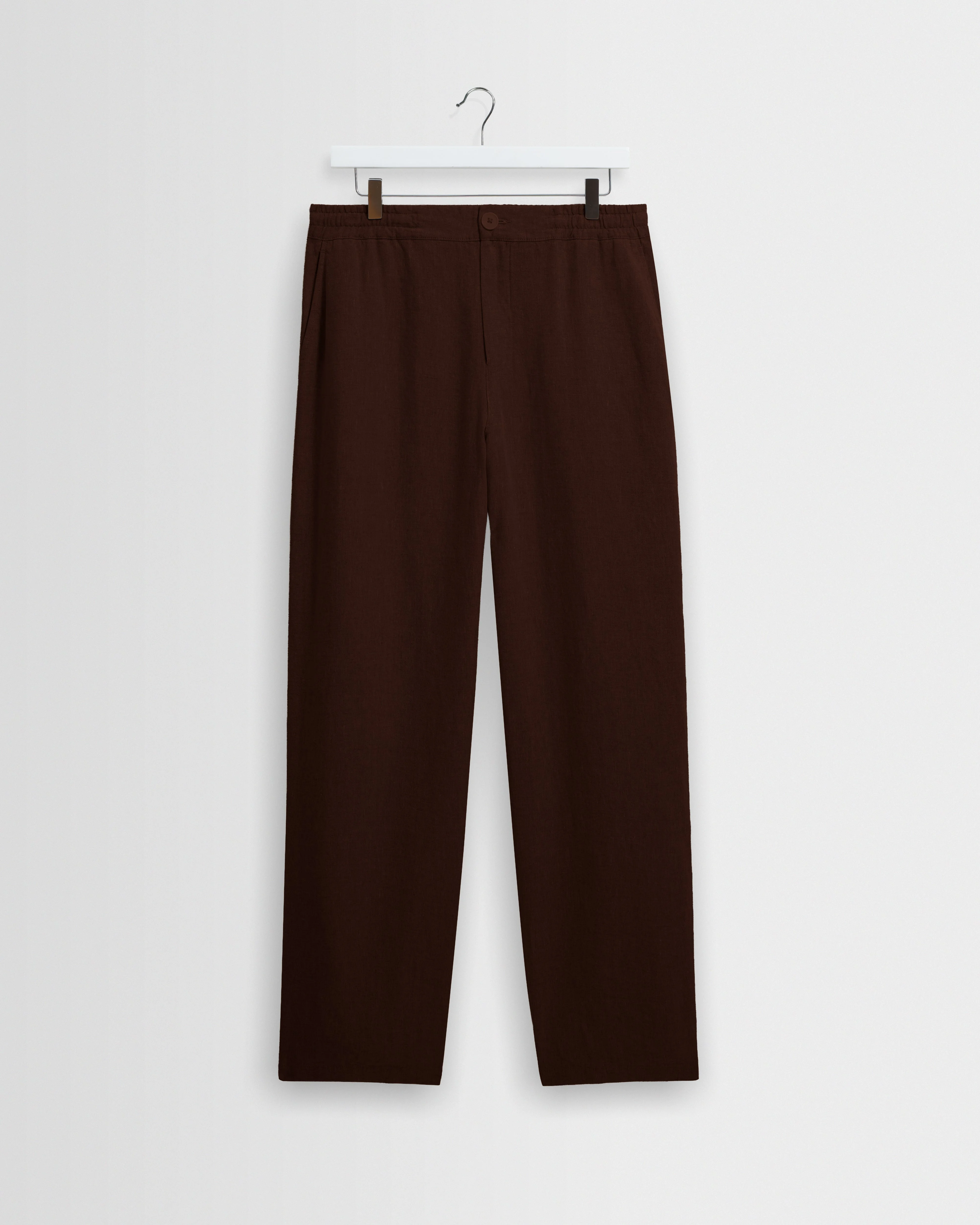 Glencoe - Brown Washed Linen Loose Fit Trousers - 1