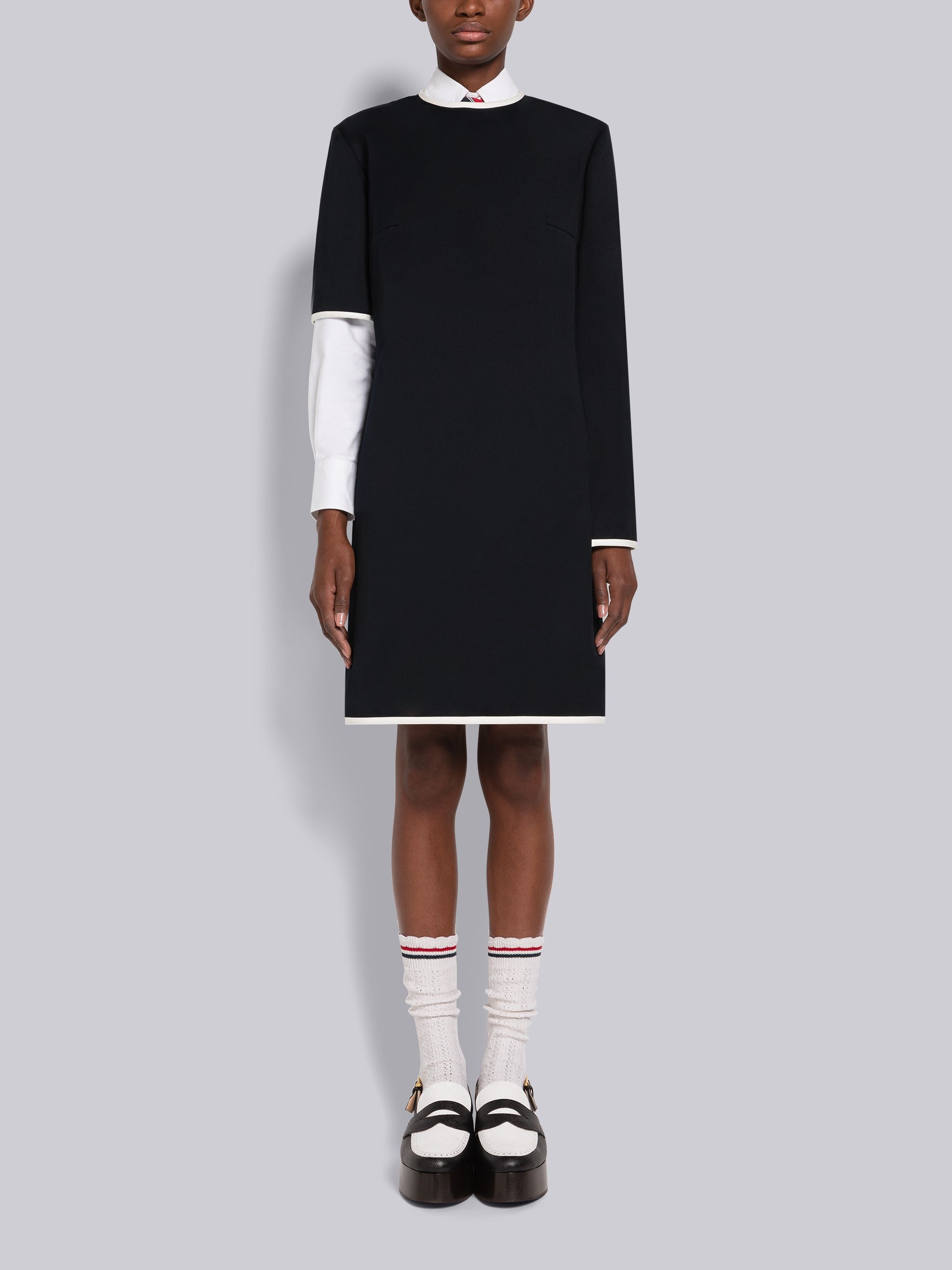 Cotton Twill Asymmetrical Pencil Dress - 1