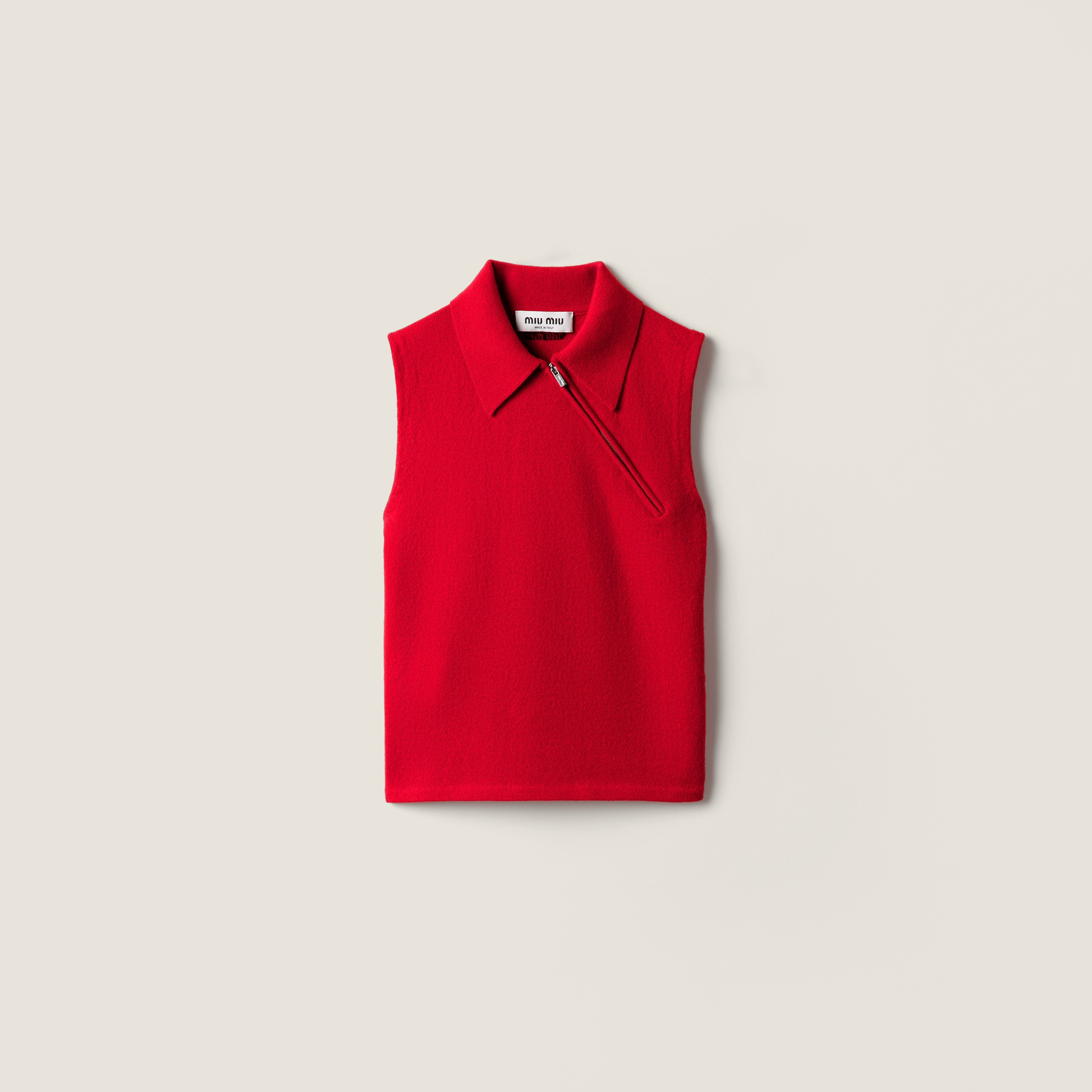 Sleeveless cashmere polo shirt - 1