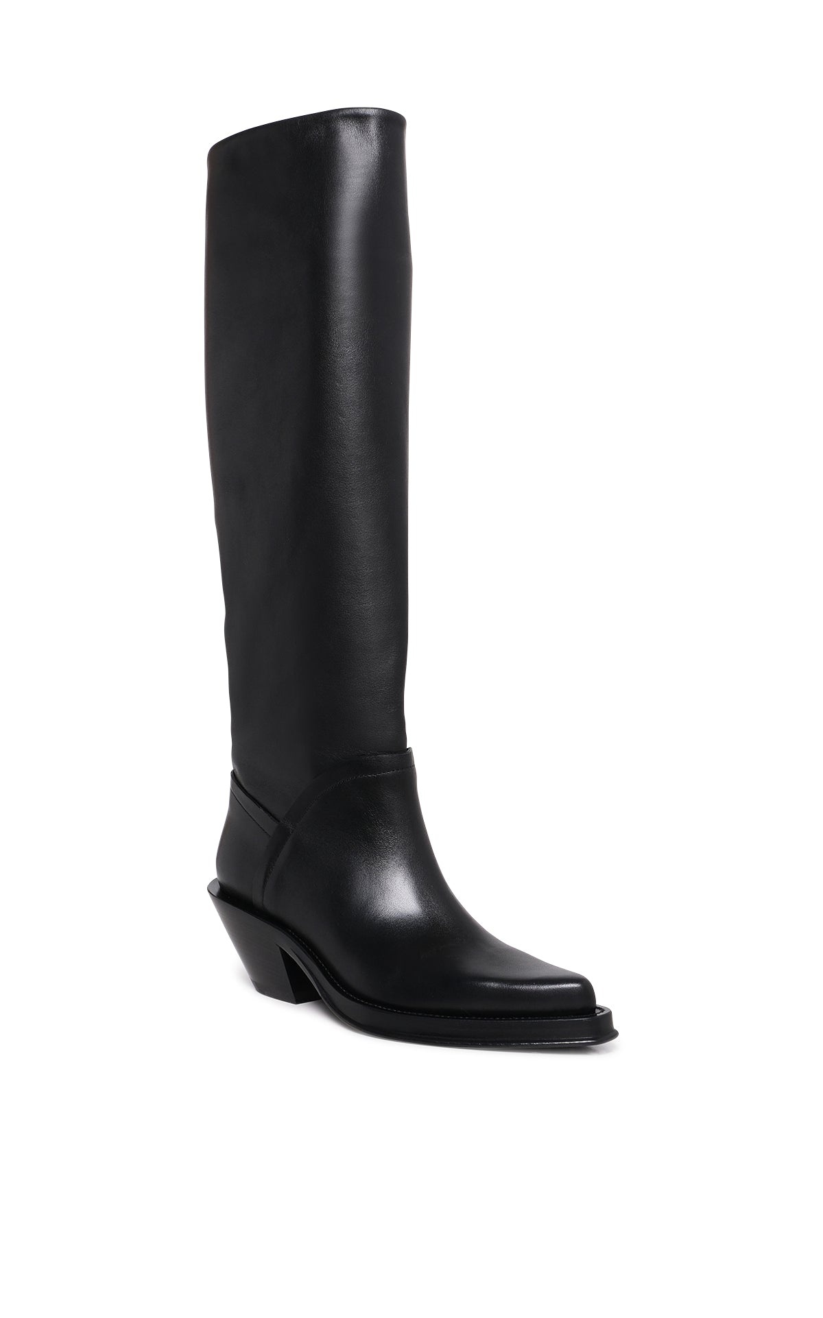Camero Knee-High Cowboy Boot in Black Leather - 3