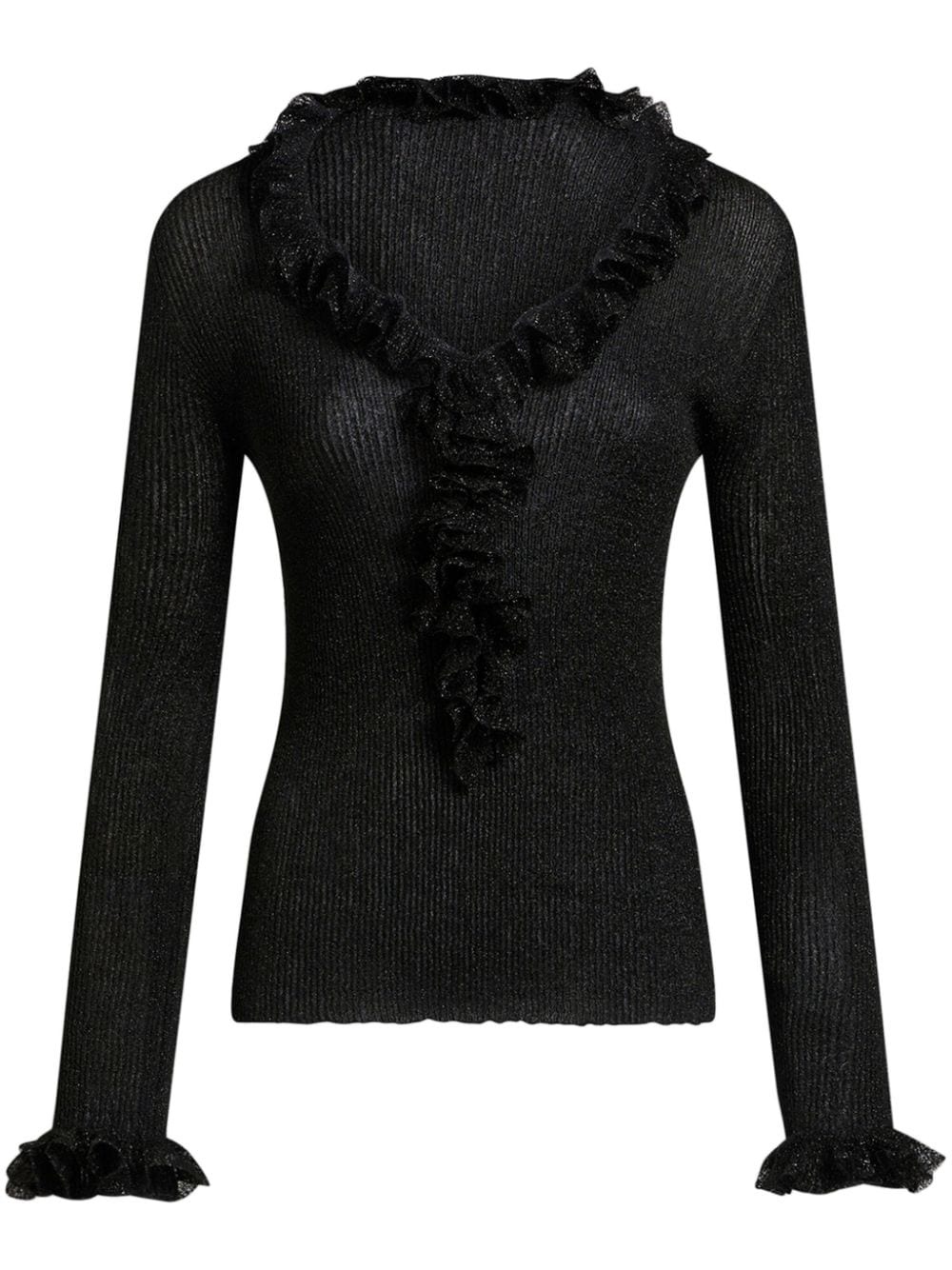 metallic ruffled jumper - 1