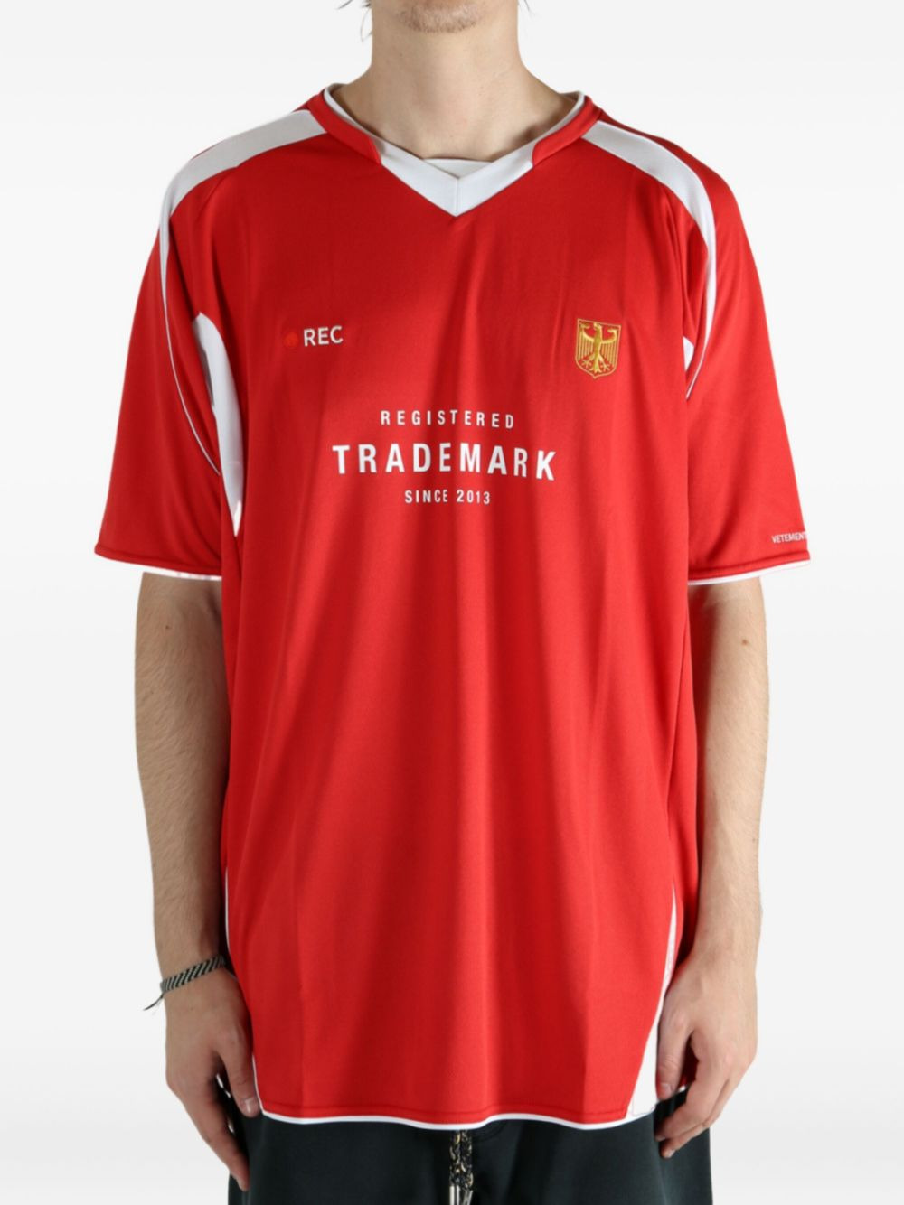 panelled V-neck T-shirt - 2