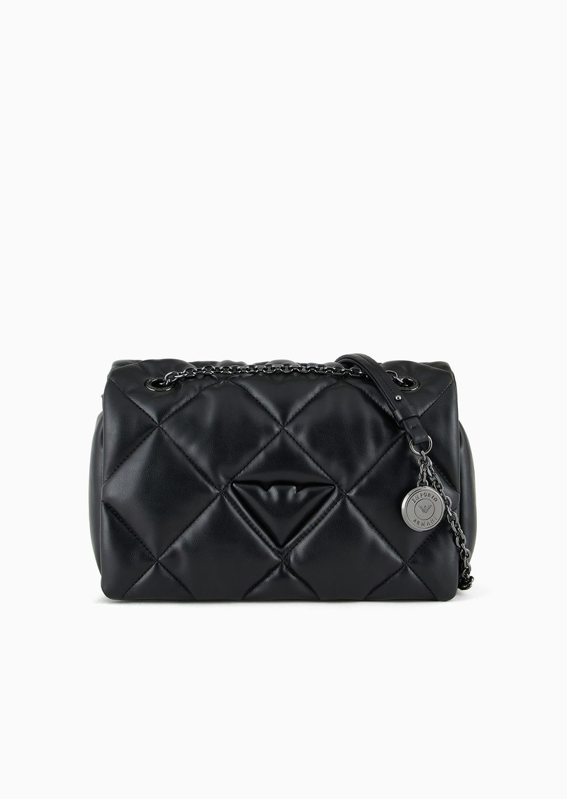 Quilted nappa leather-effect shopper bag with flap 1