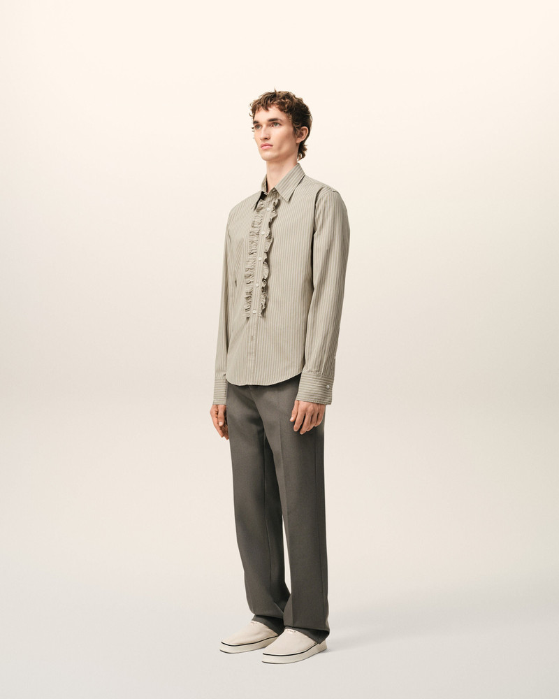 BEIGE COTTON LONG SLEEVE RUFFLED ADJUSTED SHIRT 6