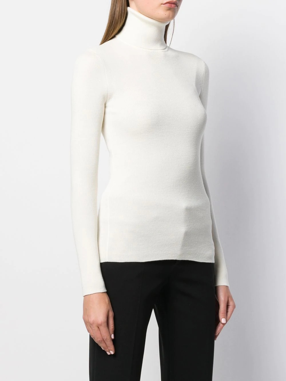 ribbed roll neck knitted top - 3