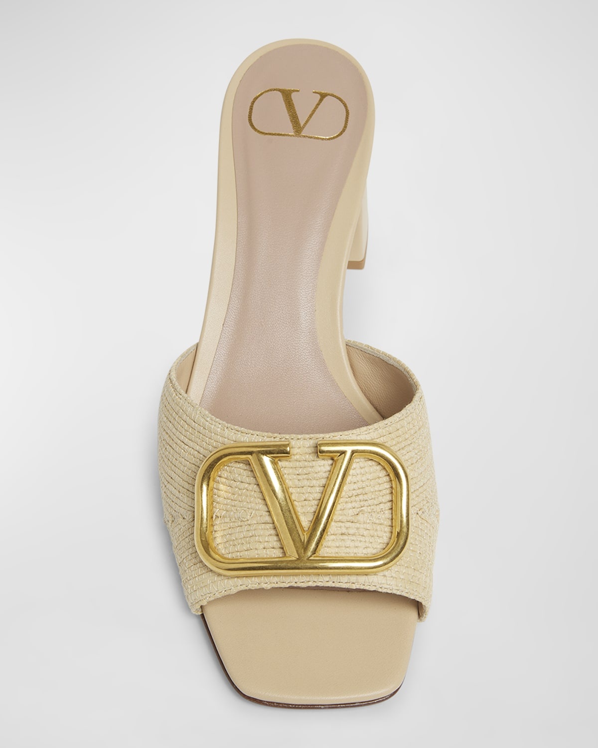 VLogo Medallion Raffia Slide Sandals - 5
