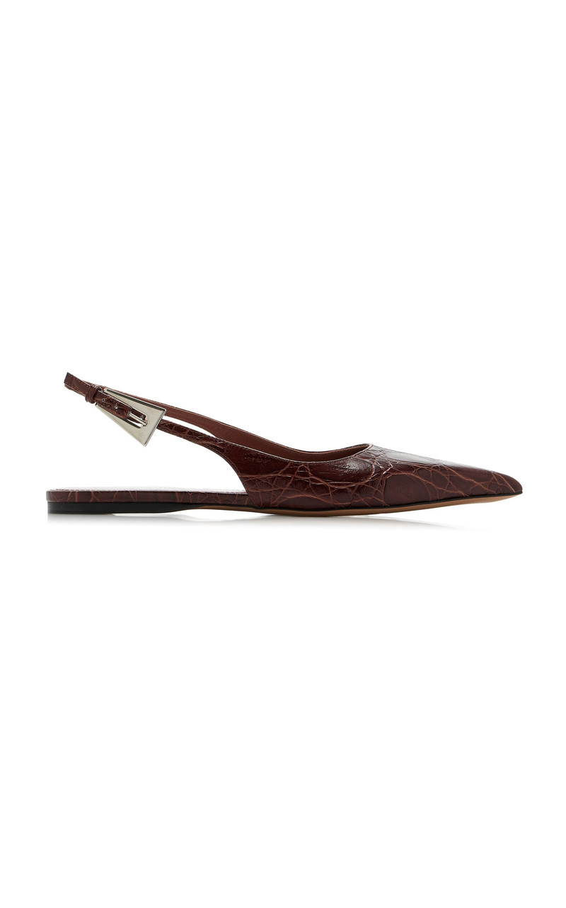 Jessica Croc-Effect Leather Slingback Flats burgundy 1