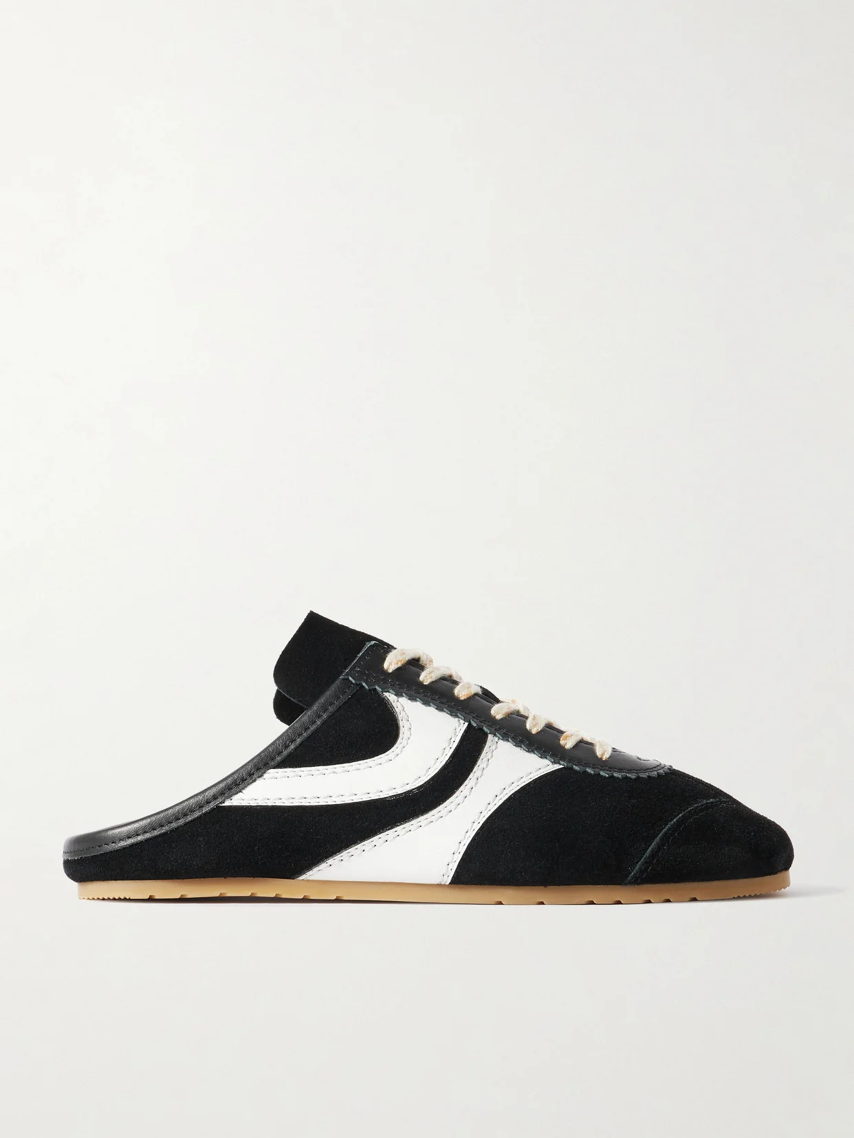 Leather-trimmed Suede Slip-on Sneakers - 1