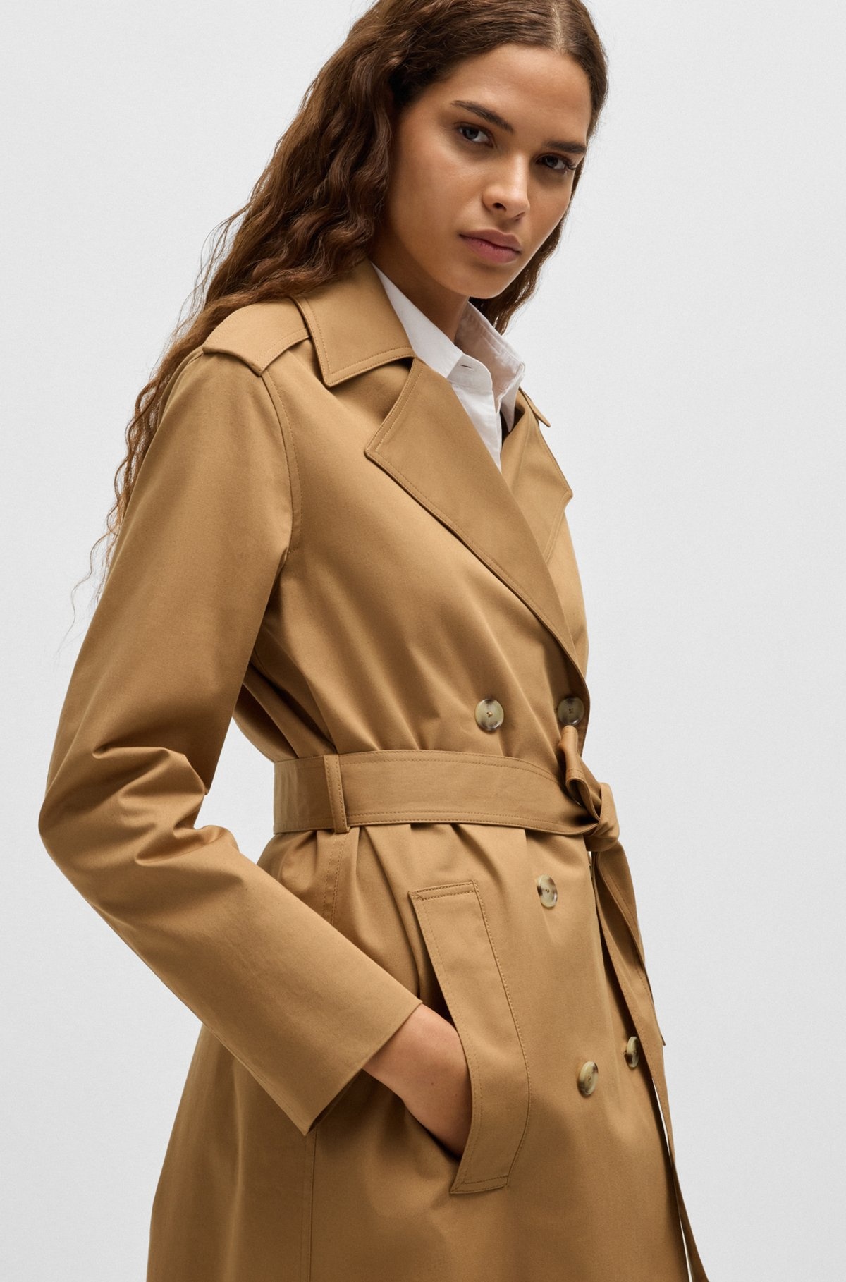 WATER-REPELLENT TRENCH COAT IN STRETCH-COTTON GABARDINE - 5