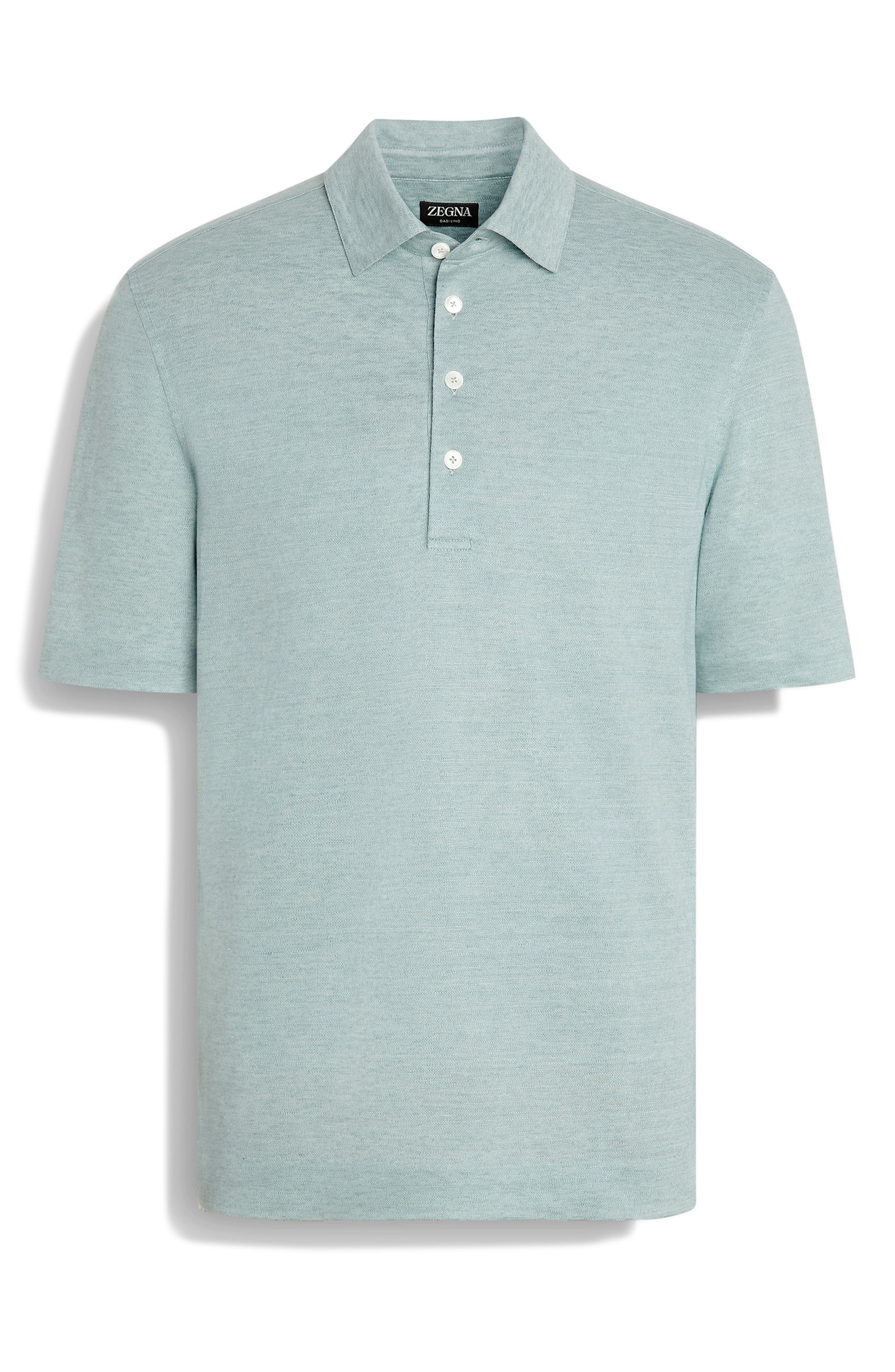 ZEGNA Linen Polo in Bright Blue at Nordstrom - 5