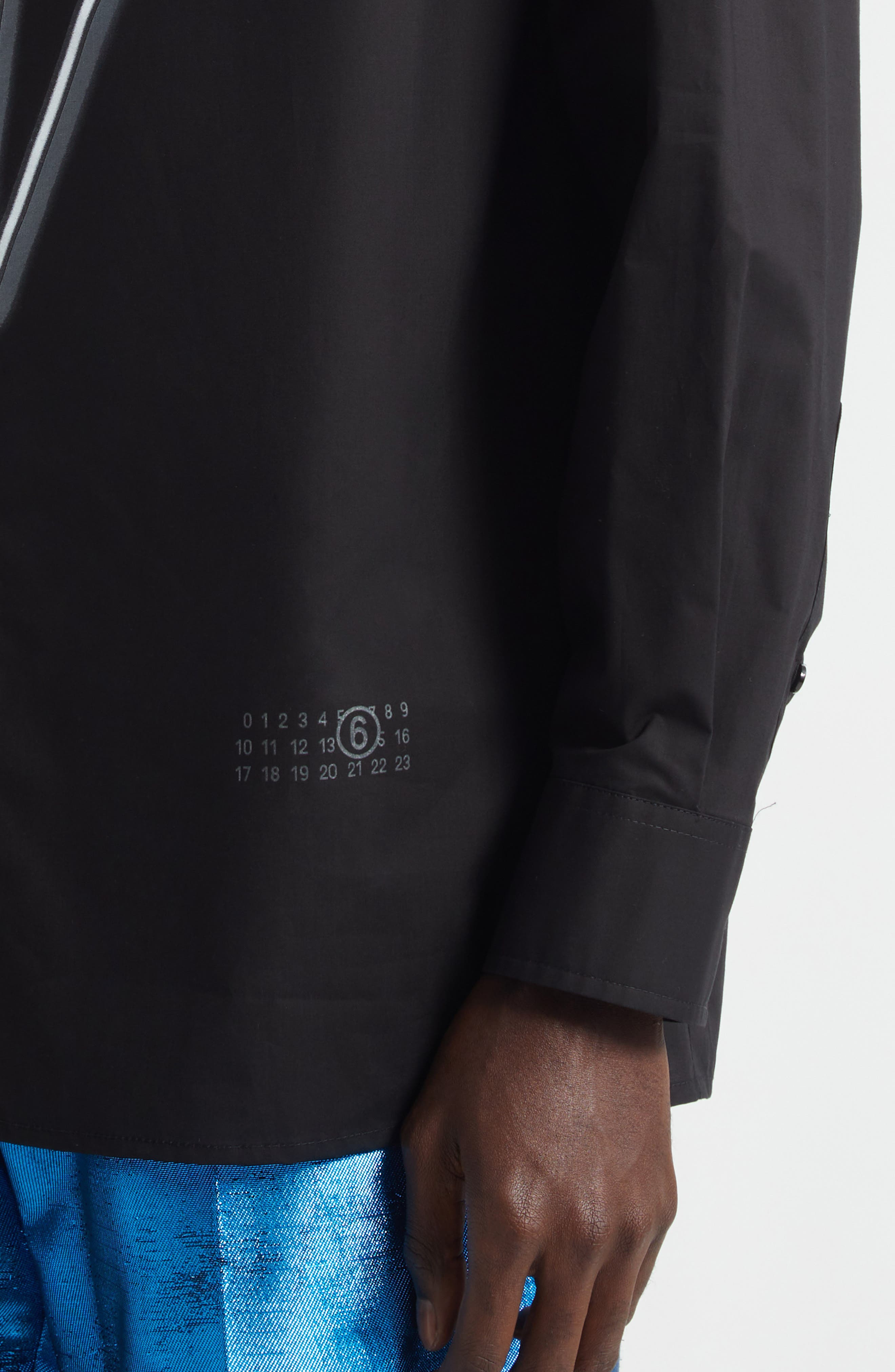 MM6 Maison Margiela Glow in the Dark Tuxedo Graphic Cotton Poplin Button-Up Shirt in Black at Nordst - 4
