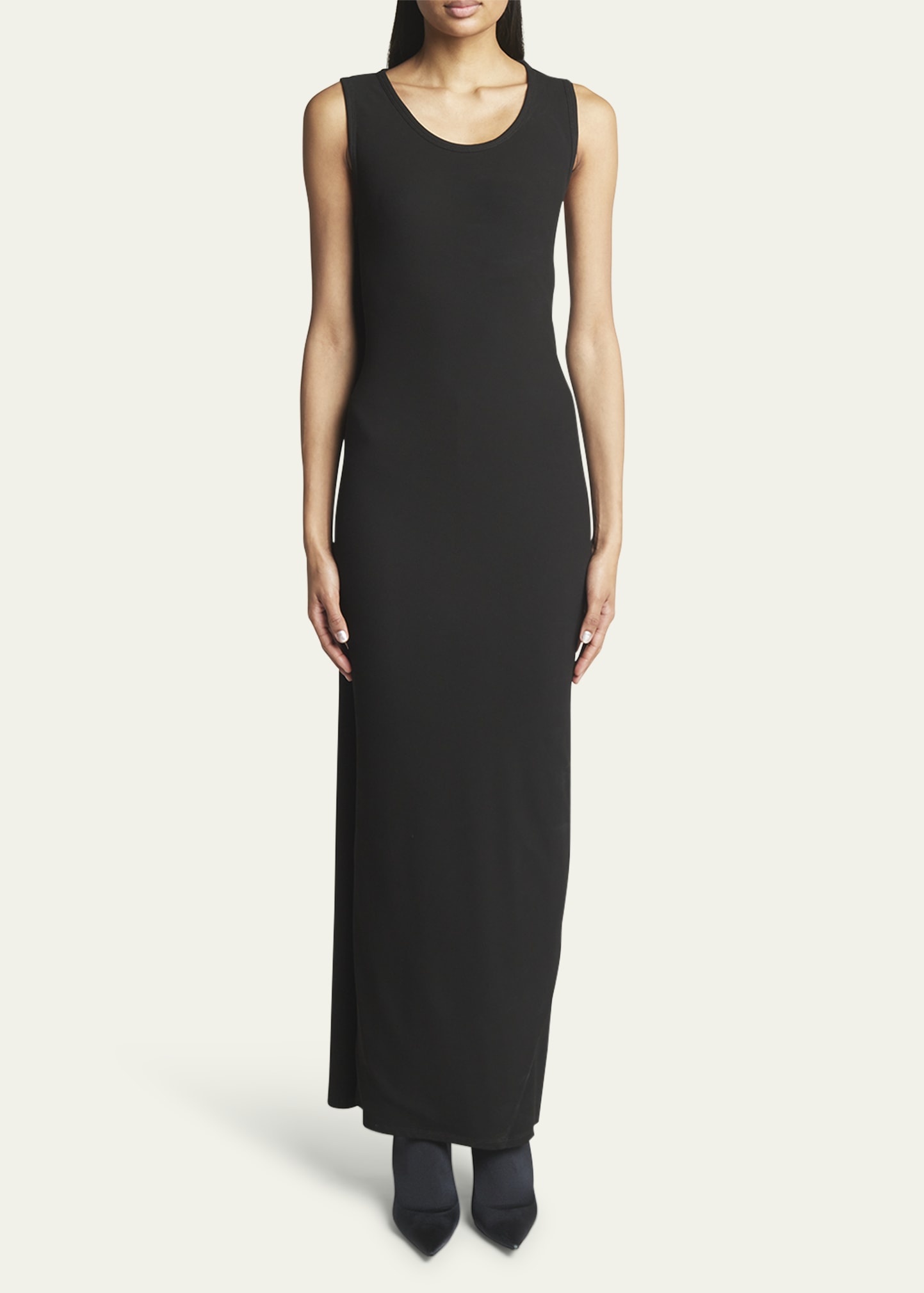 Ribbed Tank Top Gown with Draped Back - 2