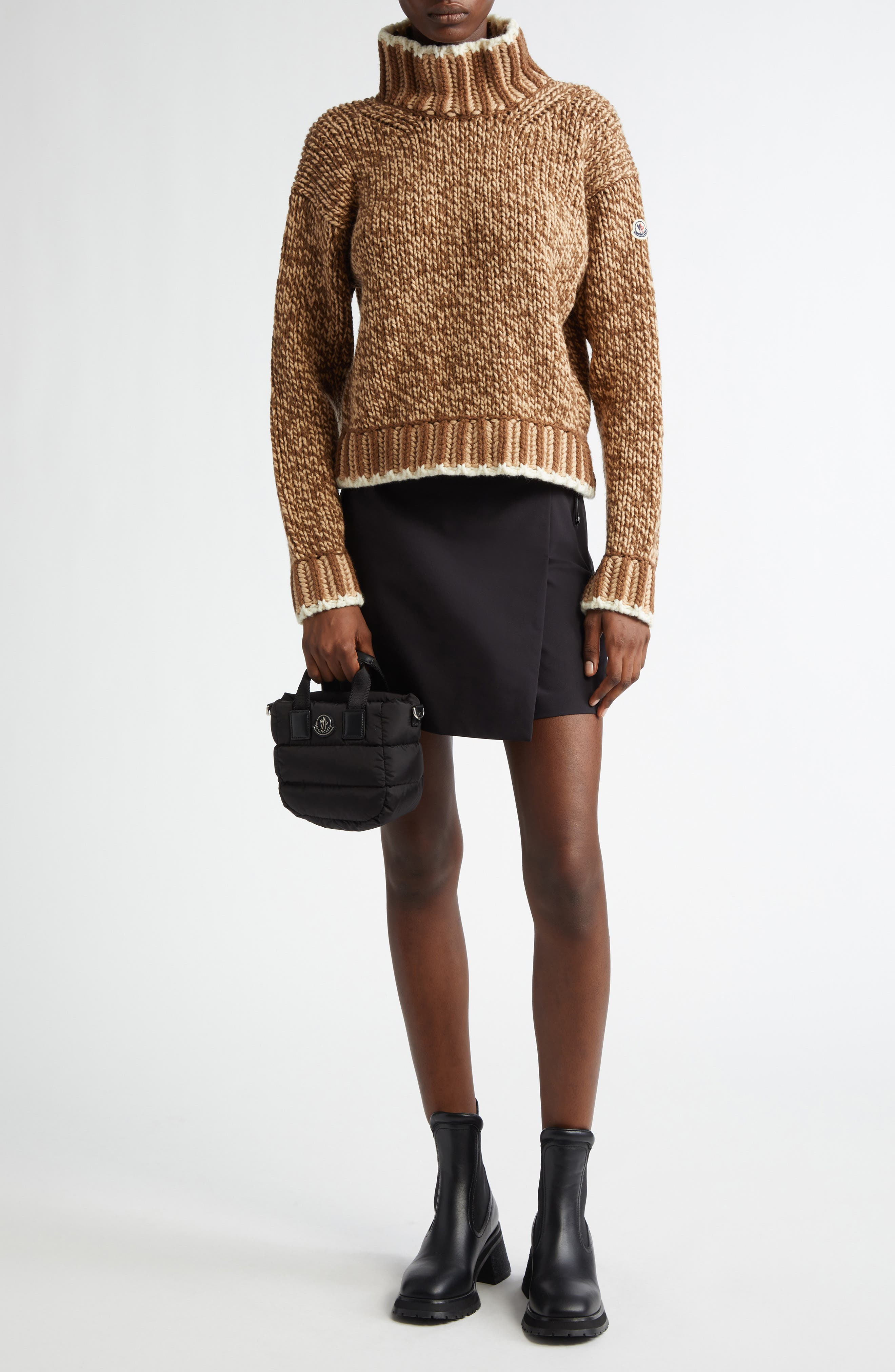 Moncler Marled Virgin Wool Blend Turtleneck Sweater in Beige at Nordstrom - 2