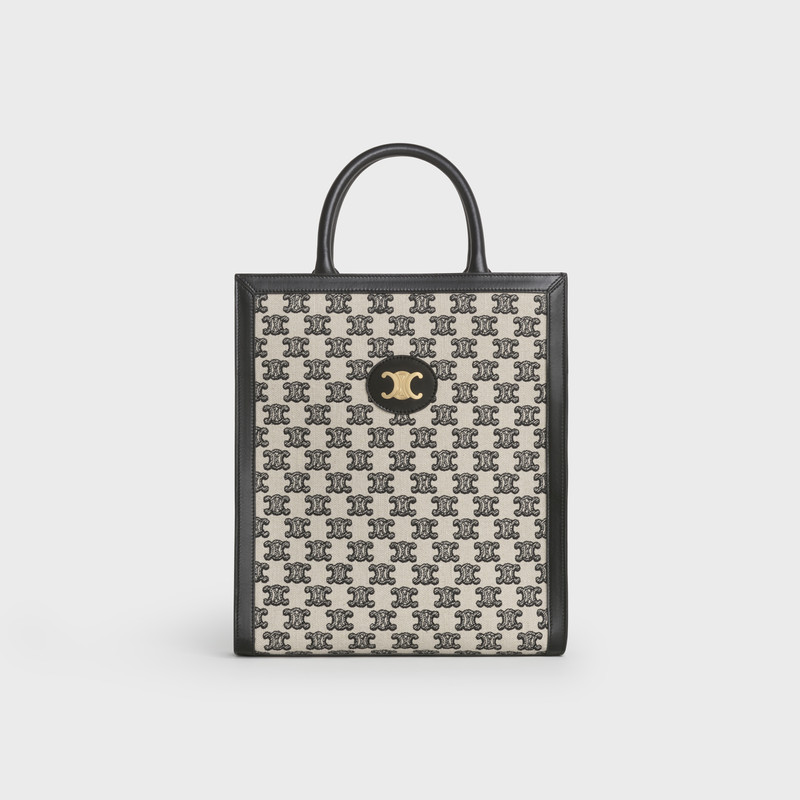 Small Cabas Vertical in Textile with Triomphe Embroidery 1