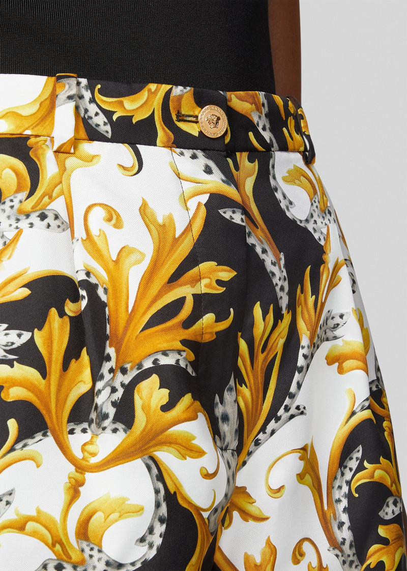 Acanthus Print Silk Twill Shorts 5