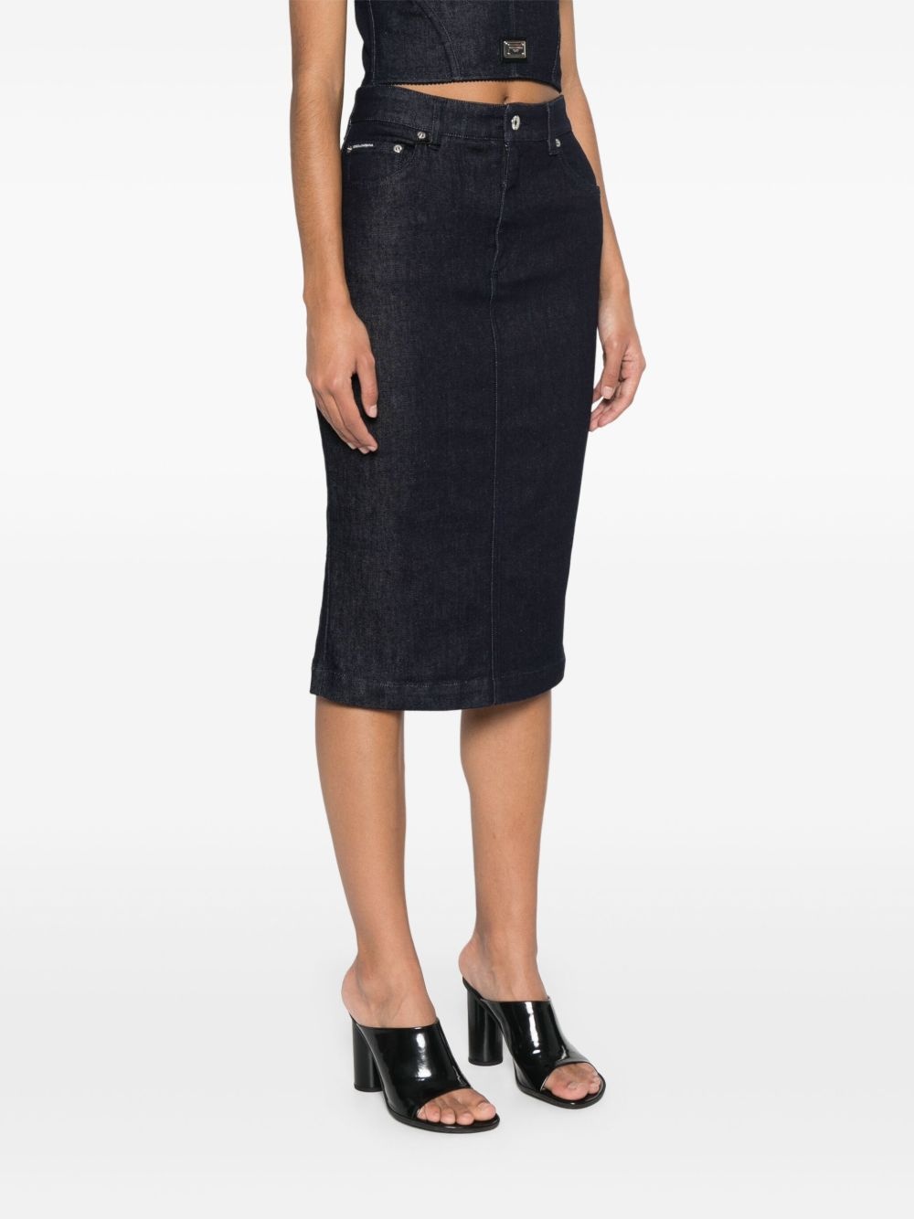 denim midi skirt - 3