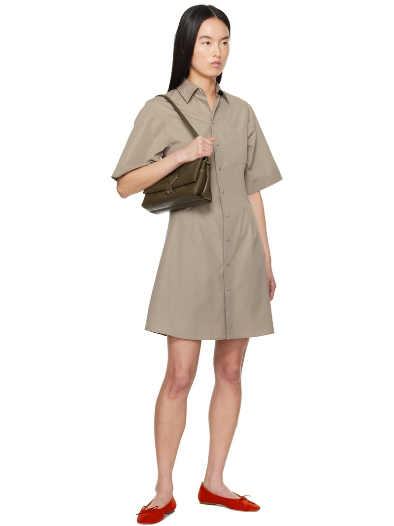 AMI Paris Taupe Cotton Short Sleeve Shirt Minidress outlook
