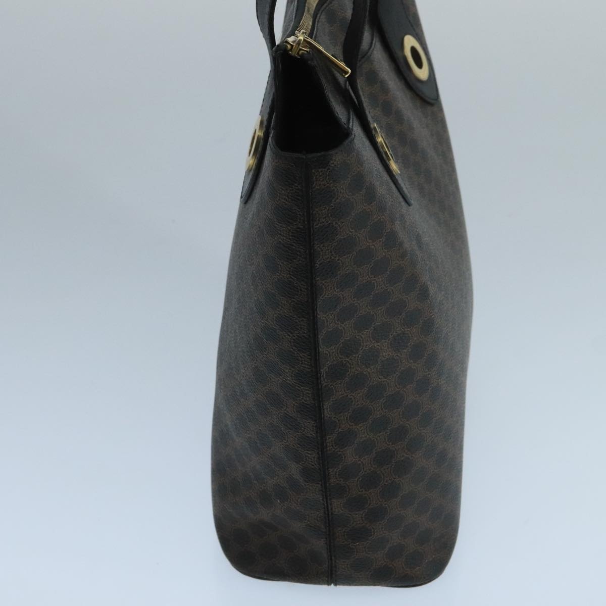 CELINE Macadam Canvas Hand Bag Pvc Leather Black Gold - 4