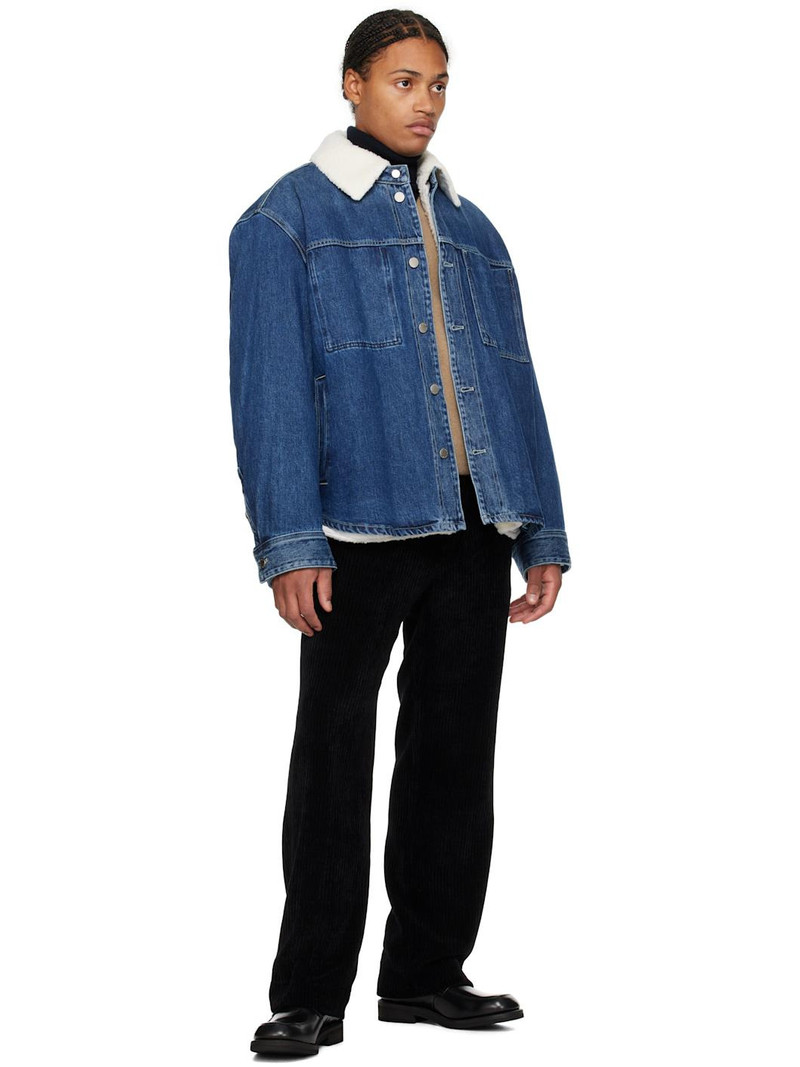 SOLID HOMME Blue Sherpa Denim Jacket outlook