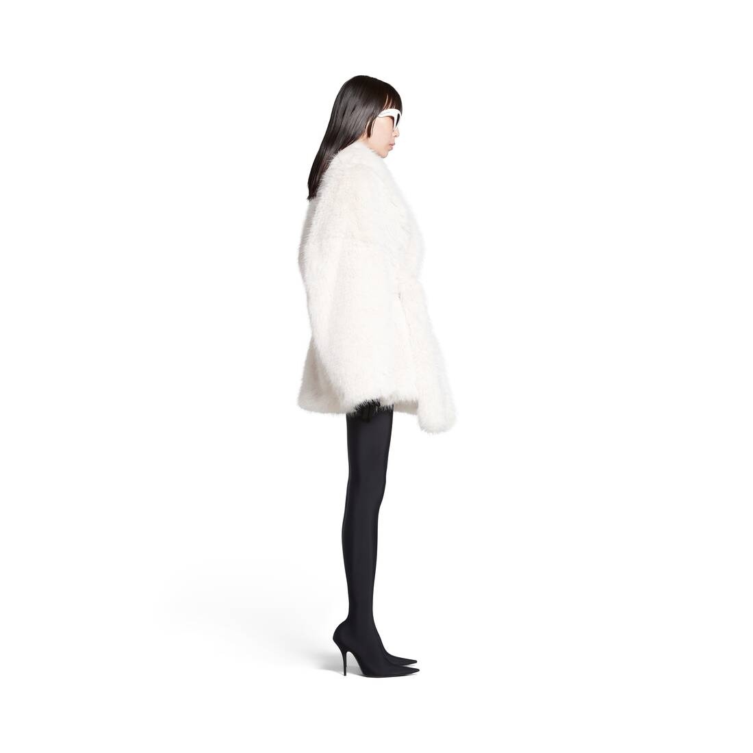 Women's Cocoon Wrap Coat in Light Beige - 3