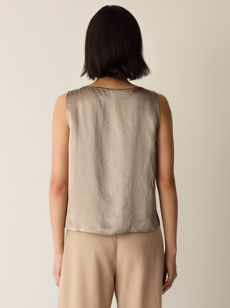 Textured Satin Ballet Neck Tank 4