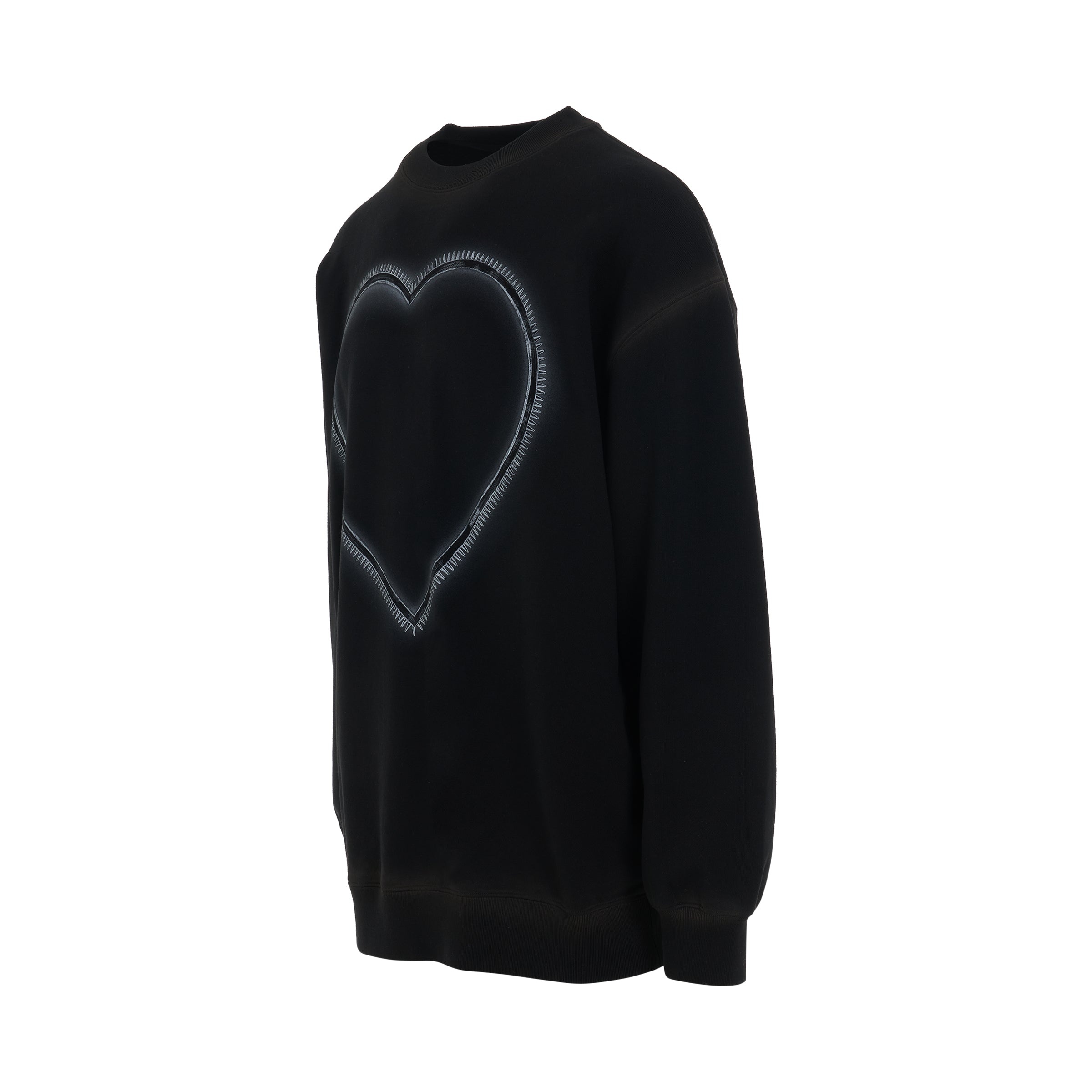 Heart Choker Print Sweatshirt in Black - 2