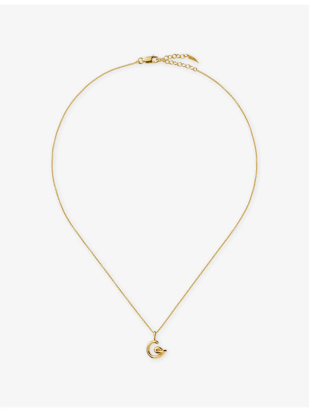 Curly Molten Mini Initial G 18ct Gold Vermeil Necklace - 1