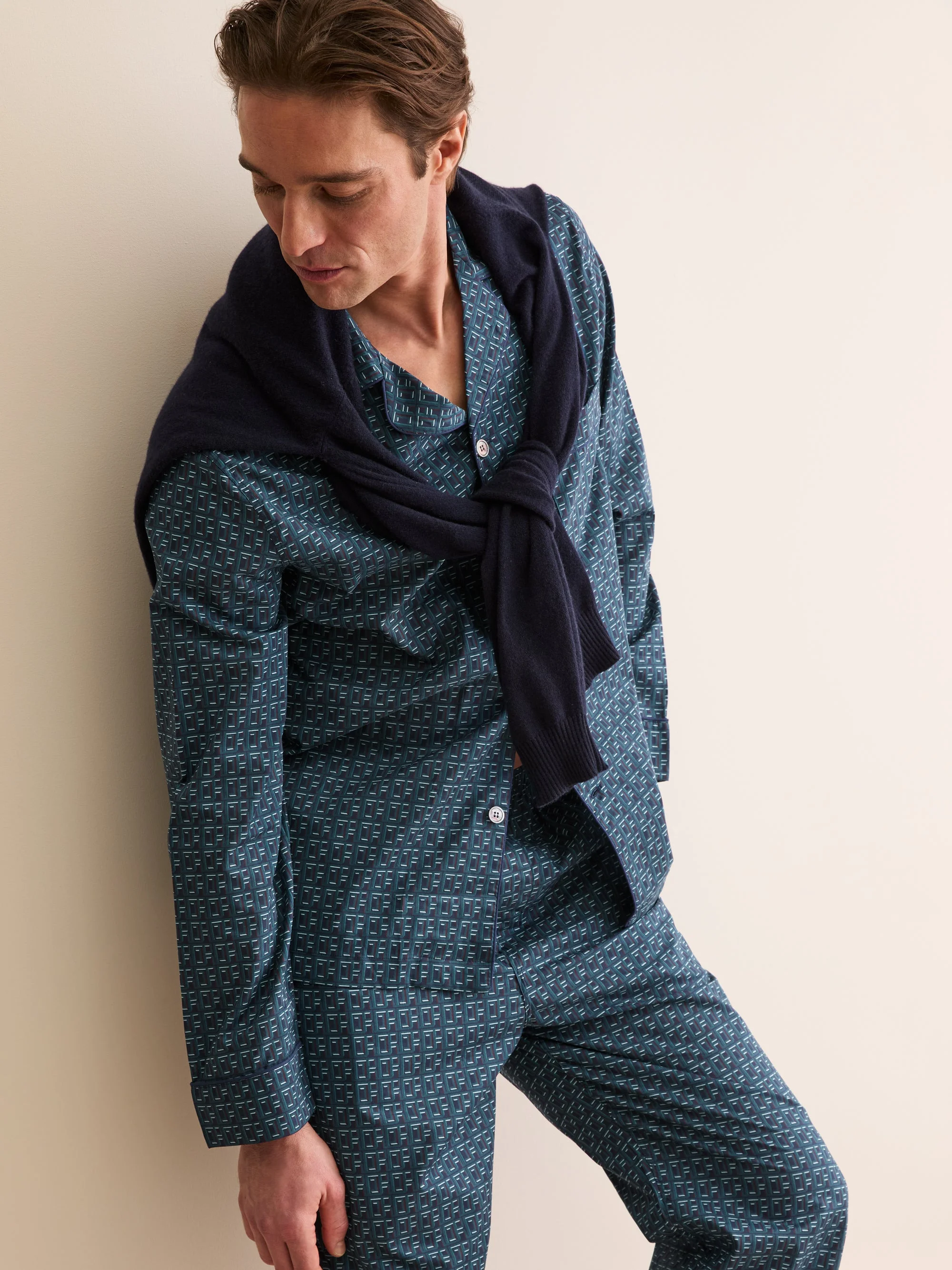 Men's Classic Fit Pajamas DR Monogram Blue - 1