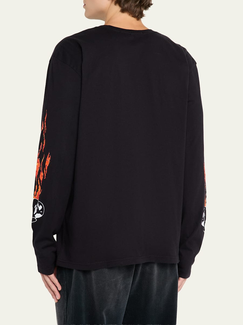 COÛT DE LA LIBERTÉ Men's Crystal Flame and Skull Long-Sleeve T-Shirt outlook