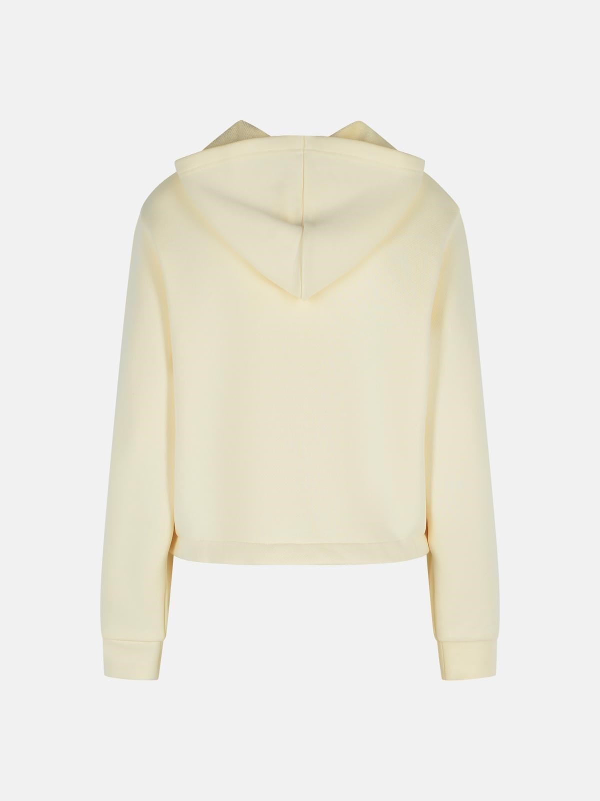 'ZIP UP' CREAM COTTON BLEND SWEATSHIRT - 3