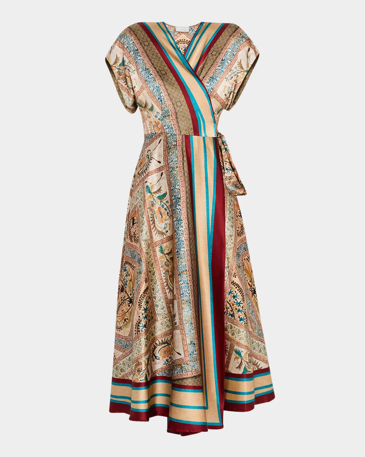 Floral-Print Silk Midi Wrap Dress - 1