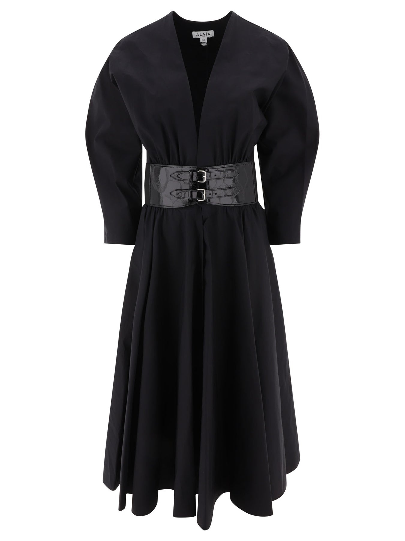 Alaïa Poplin Cross Belt Dress Dresses Black | wananluxury