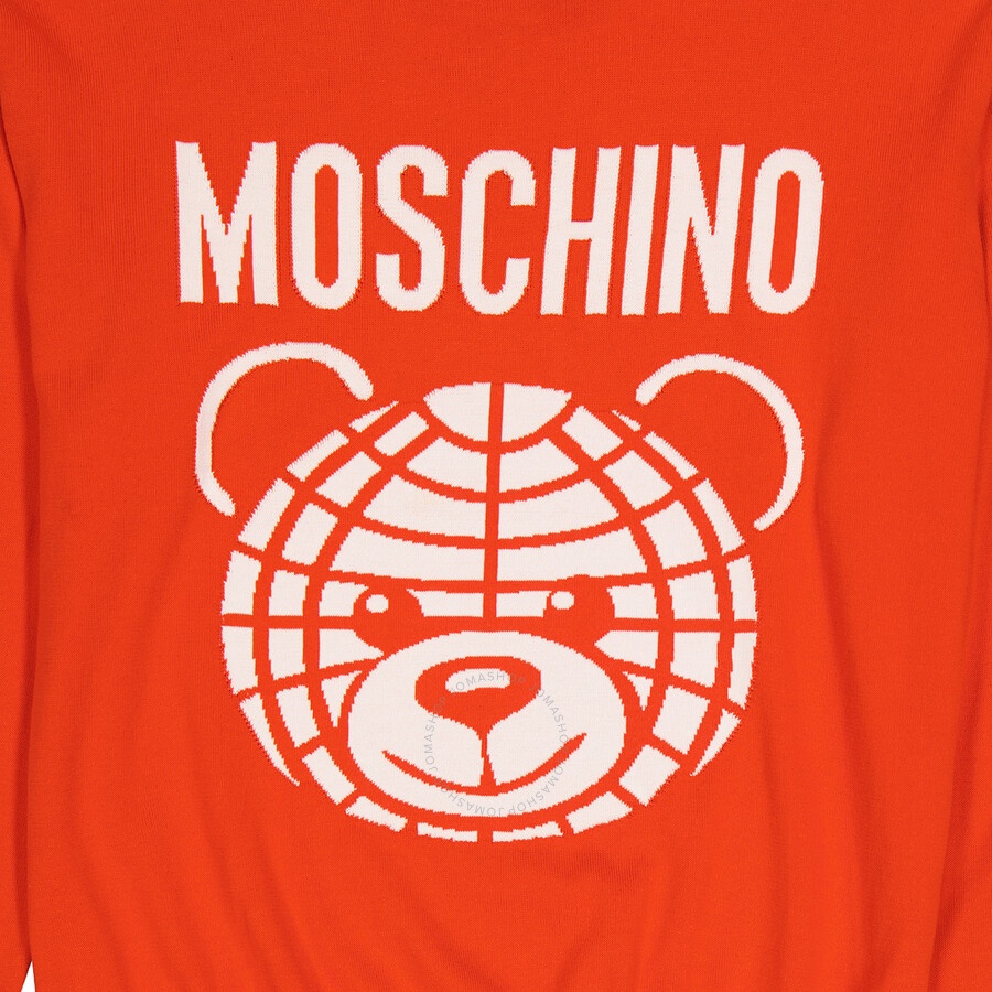 Moschino Fantasy Print Red Teddy Logo Intarsia-Knit Cotton Sweater - 7