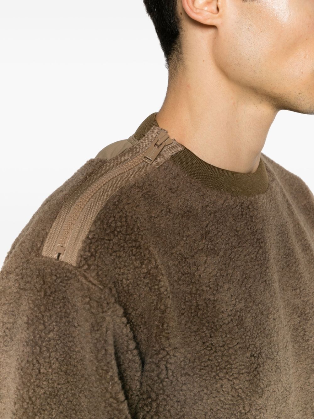 sherpa-fleece panelled jumper - 5