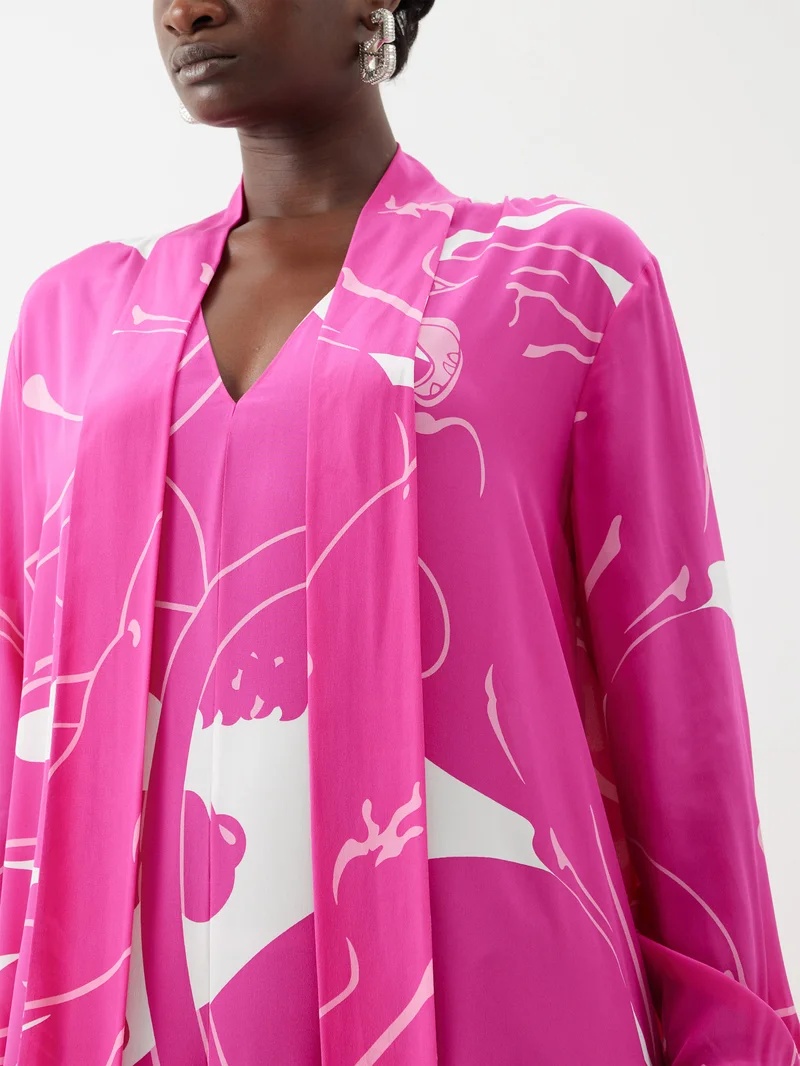 Valentino Pantherprint silk wideleg jumpsuit matchesfashion