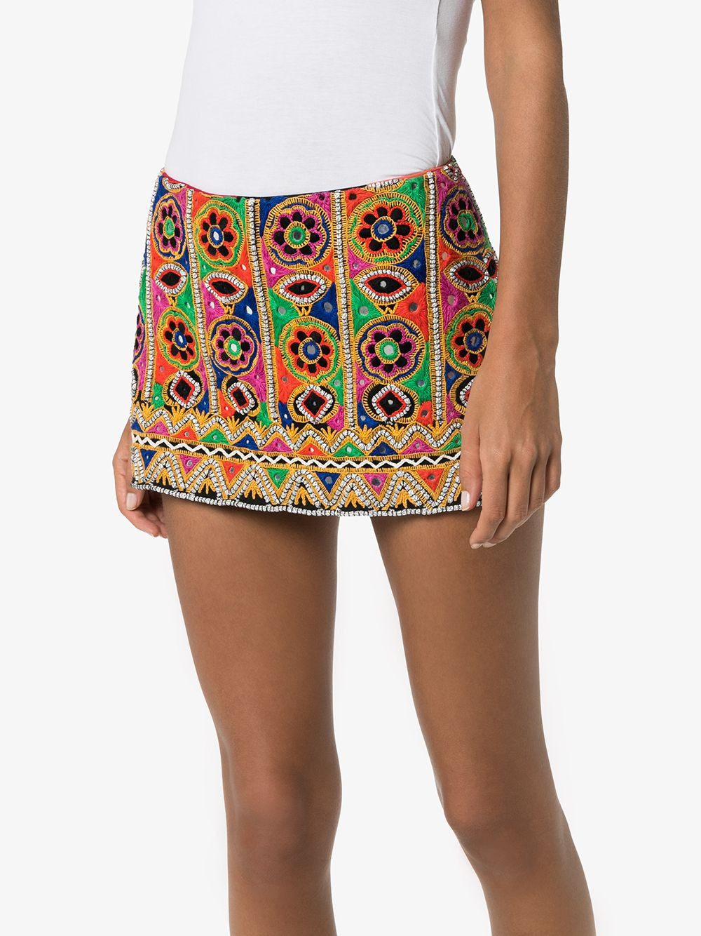 mirror-embroidered mini skirt - 3