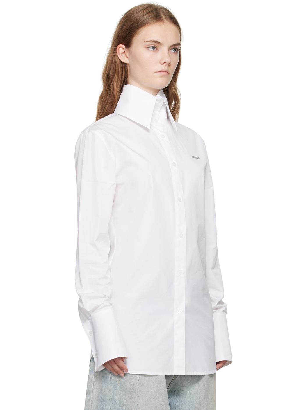 White High-Neck Collar Shirt - 2