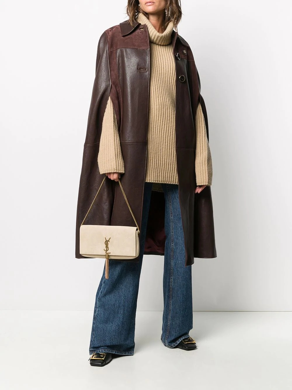 panelled cape coat - 2