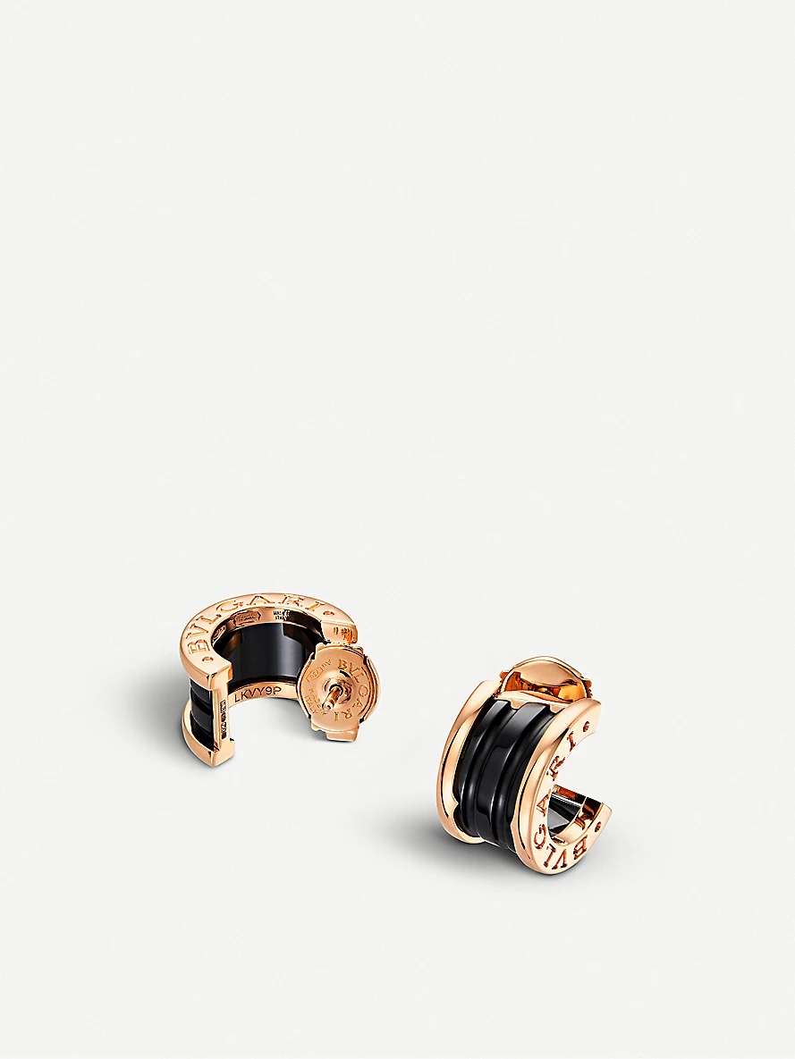 B.zero1 18kt pink-gold earrings with black ceramic - 3