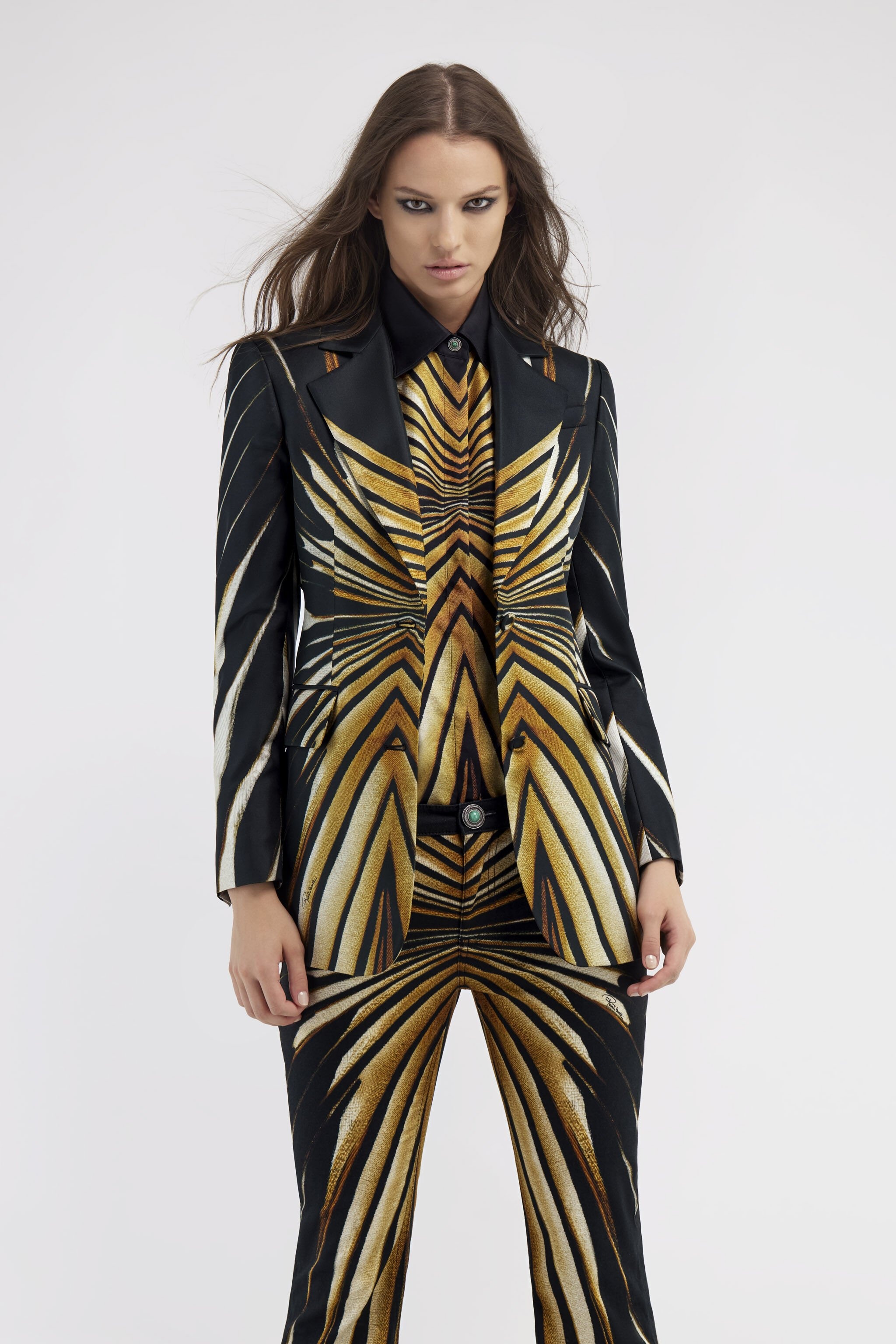Single-breasted blazer with Ray of Gold print - 3