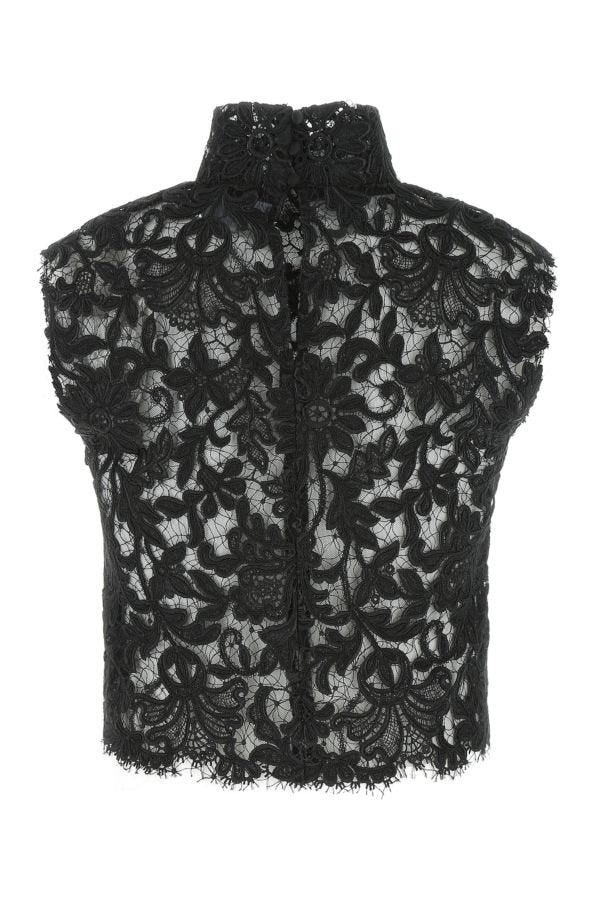 Saint Laurent Woman Black Lace Top - 2