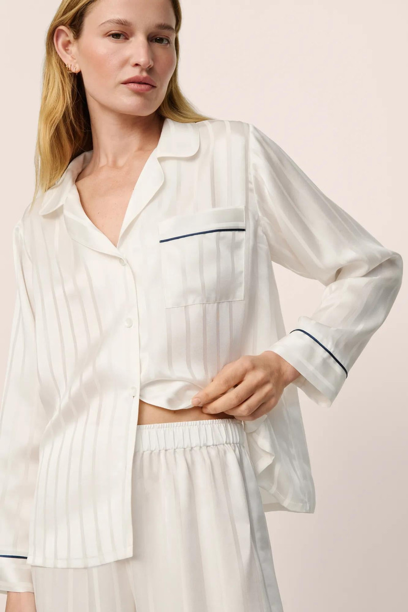 eberjey Inez Washable Silk Jacquard Long PJ Set outlook