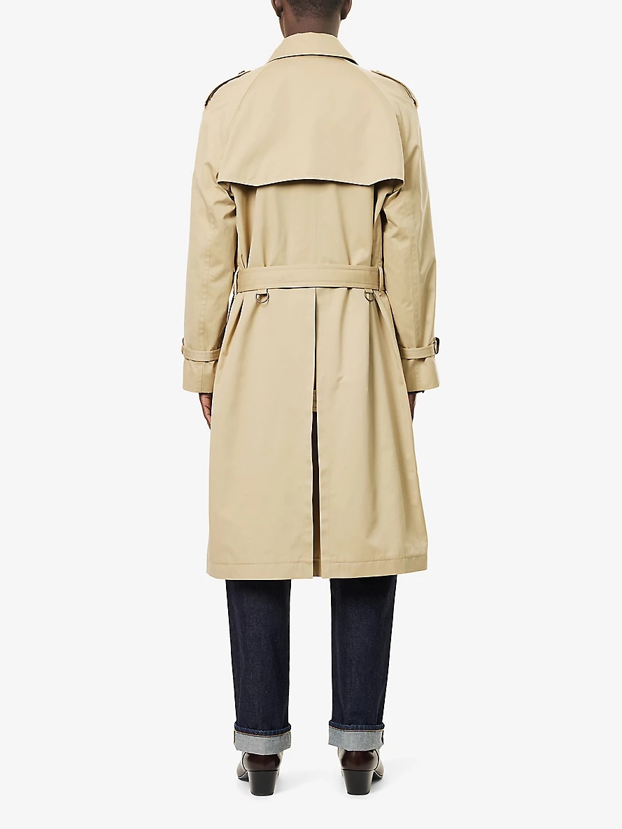Belted Two-Buttoned-Pockets Relaxed-Fit Cotton and Silk-Blend Trench - 4