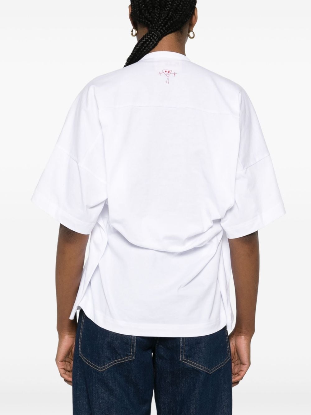 draped cotton T-shirt - 4