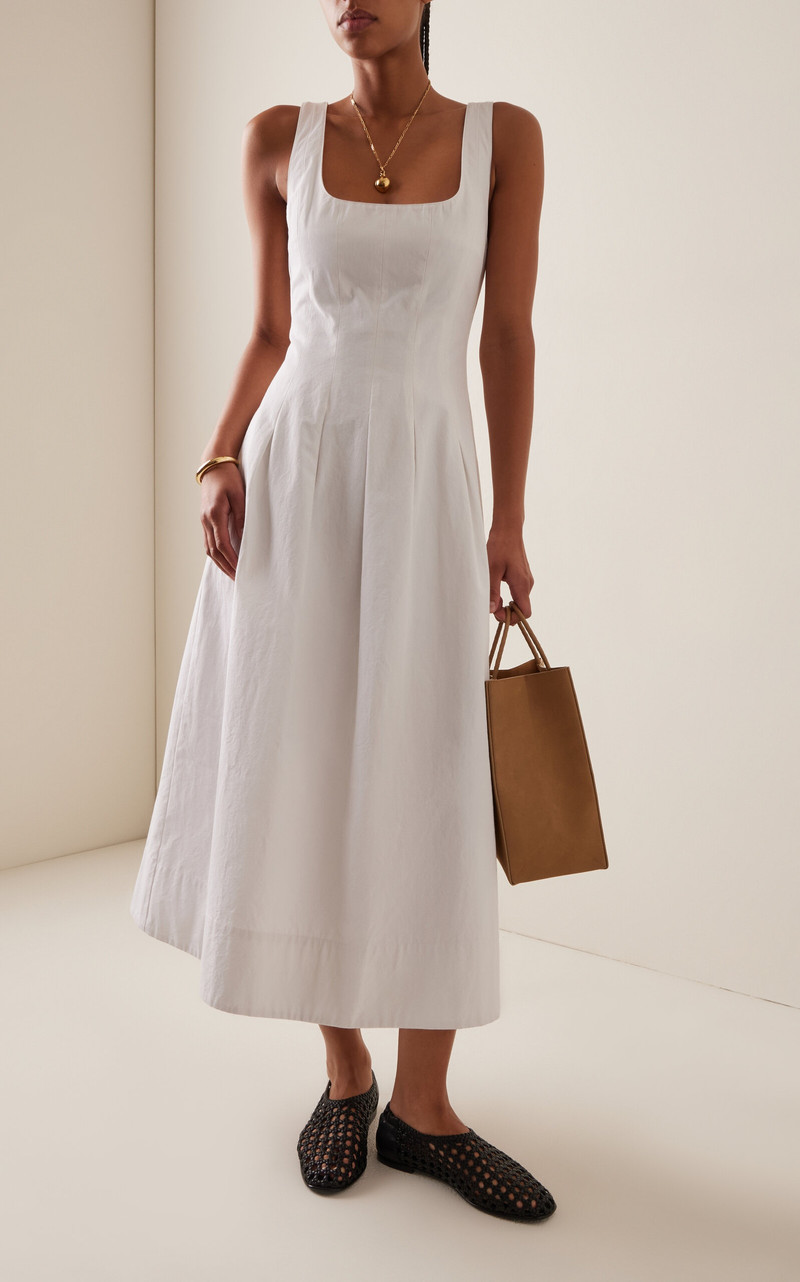 Proenza Schouler Allen Rumpled-Cotton Midi Dress white outlook